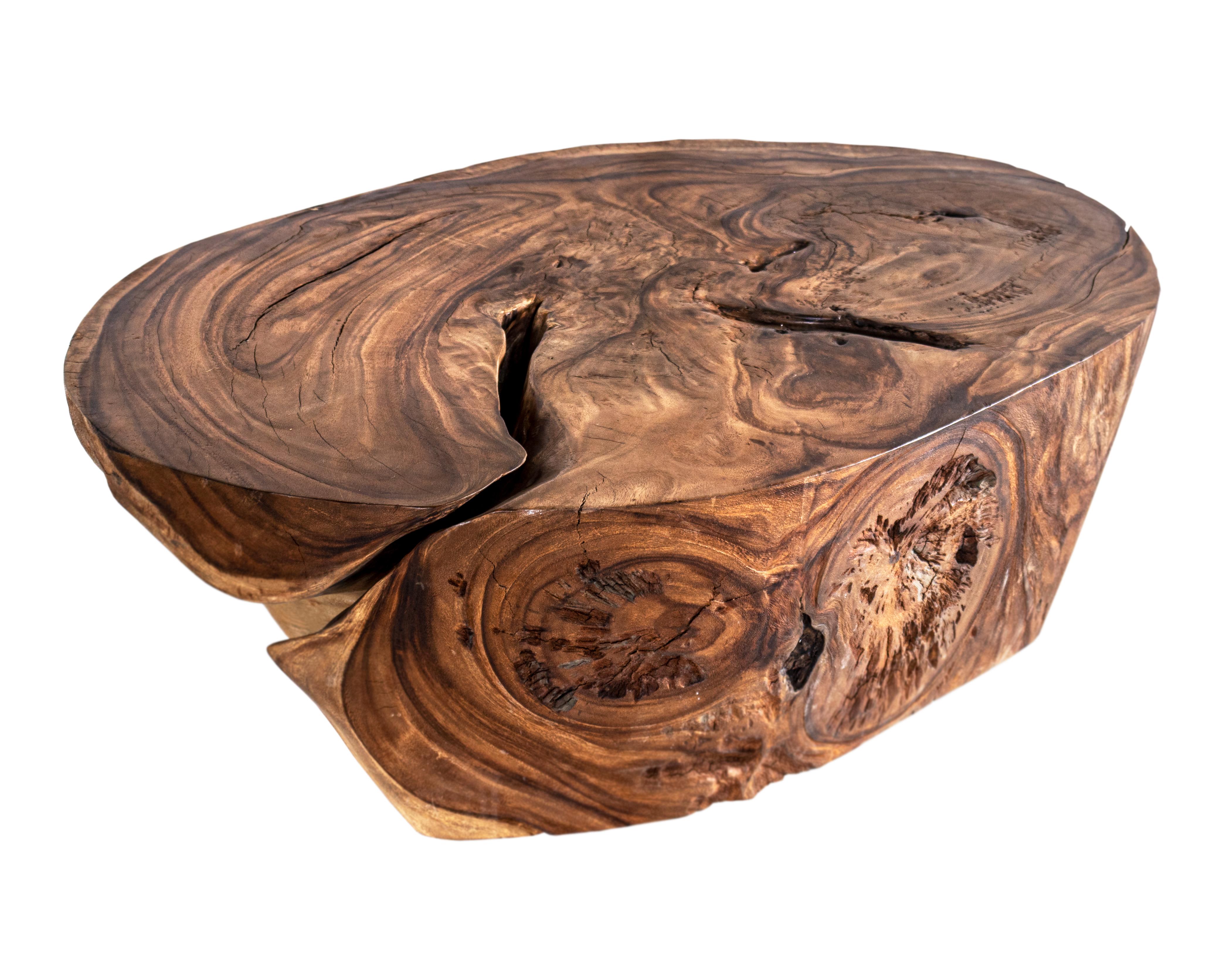 Italian Organic Form Wood Slab Design Coffee Table