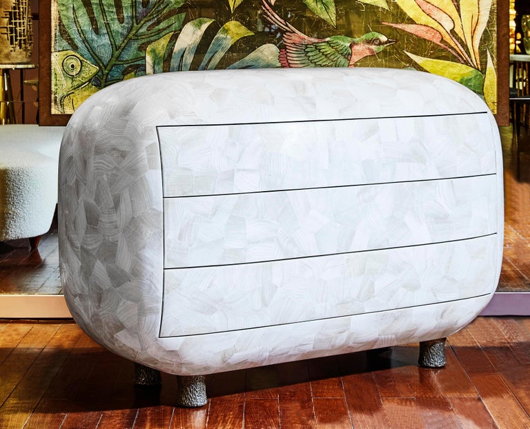 Mid-Century Modern Organic Fossil Unique Commode For Sale