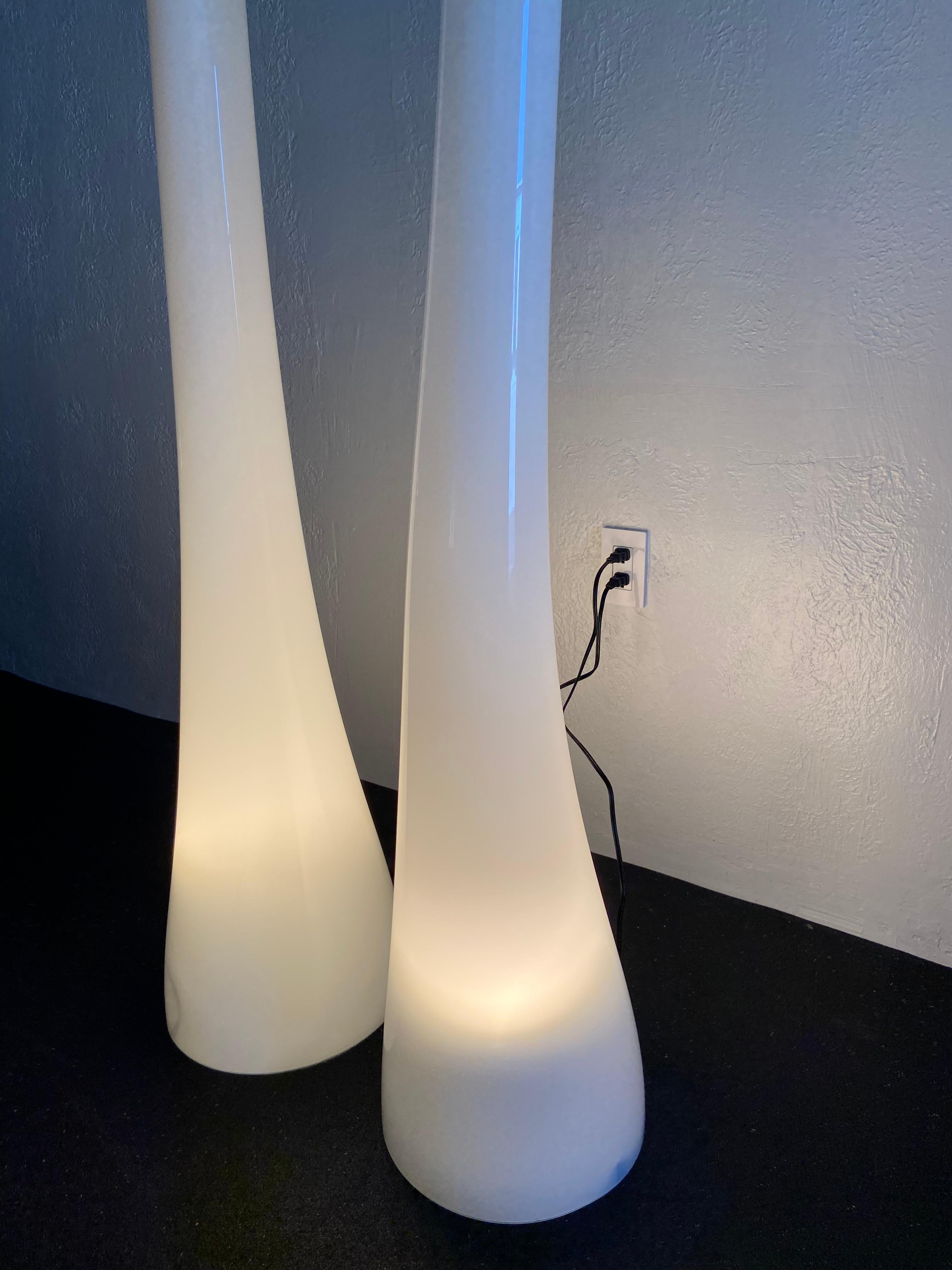 Unknown Holmegaard Style Organic Free-Form Glass Floor Lamps, a Pair For Sale