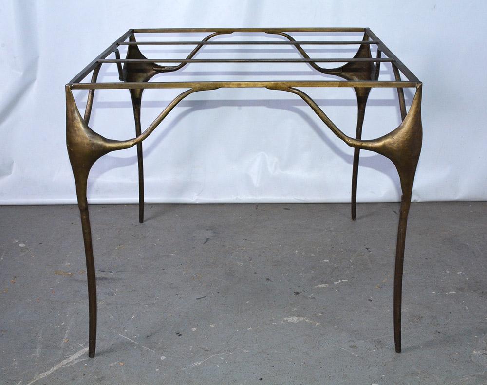Organic Modern Organic Free Form Gold Patina Metal Base Dining Table For Sale