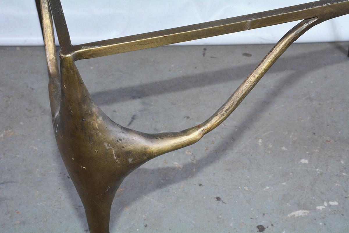 Contemporary Organic Free Form Gold Patina Metal Base Dining Table For Sale