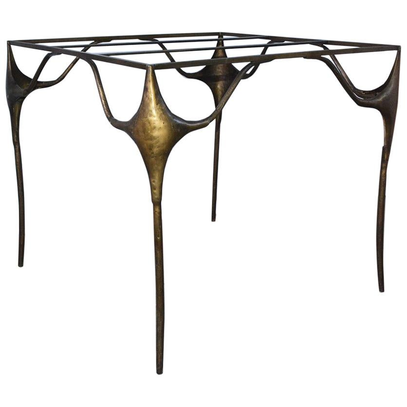 Organic Free Form Gold Patina Metal Base Dining Table For Sale