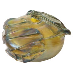 Vase en verre à forme libre et organique, ton or irisé