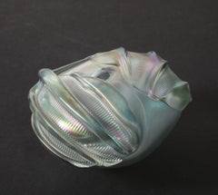 Organic Freeform Floral Glass Vase in Iridescent Silver Tone