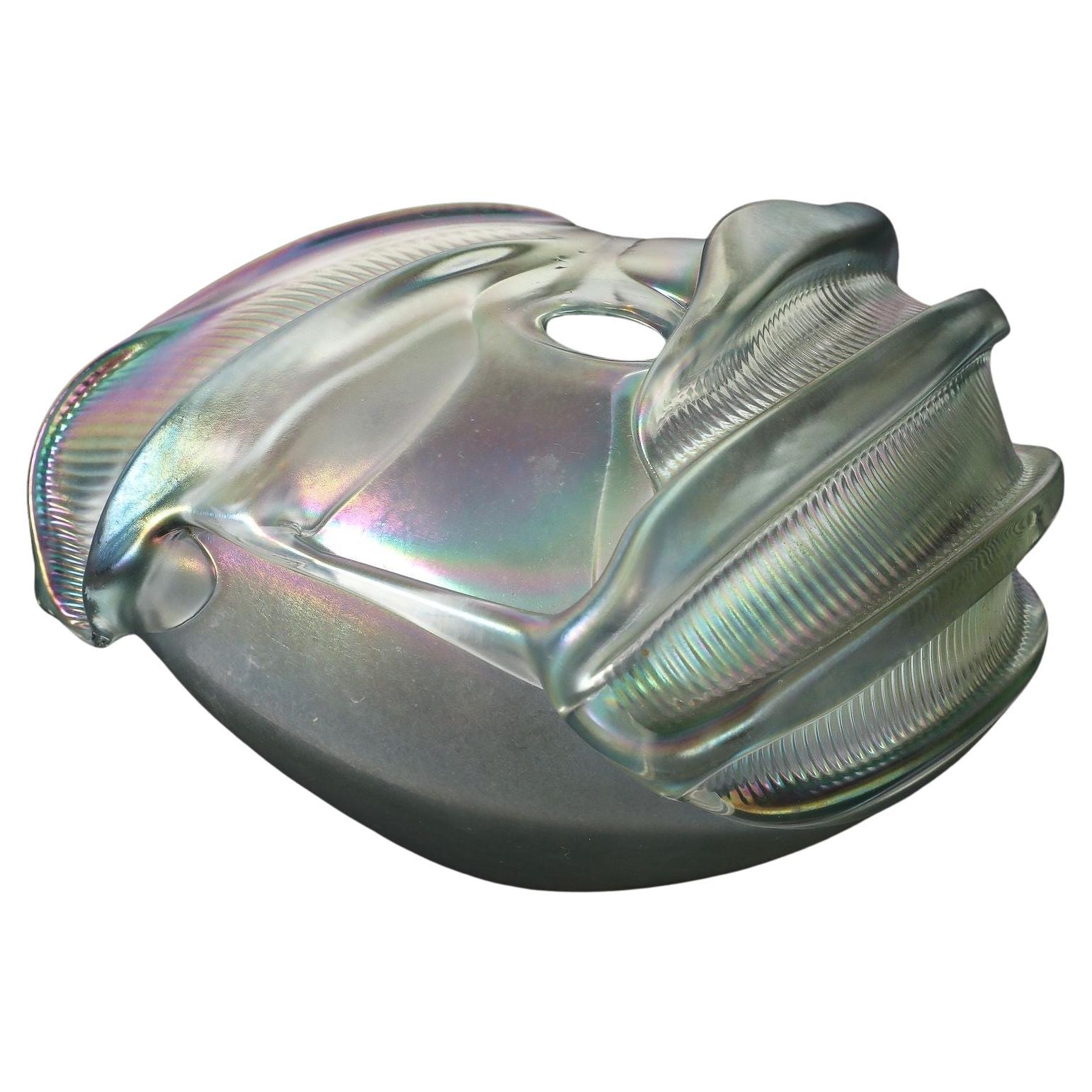 Organic Freeform Floral Glass Vase in Iridescent Silver Tone For Sale