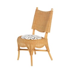 Organic French Riviera Dining Chairs – Set of 4, Mid-Century Rattan Artistry