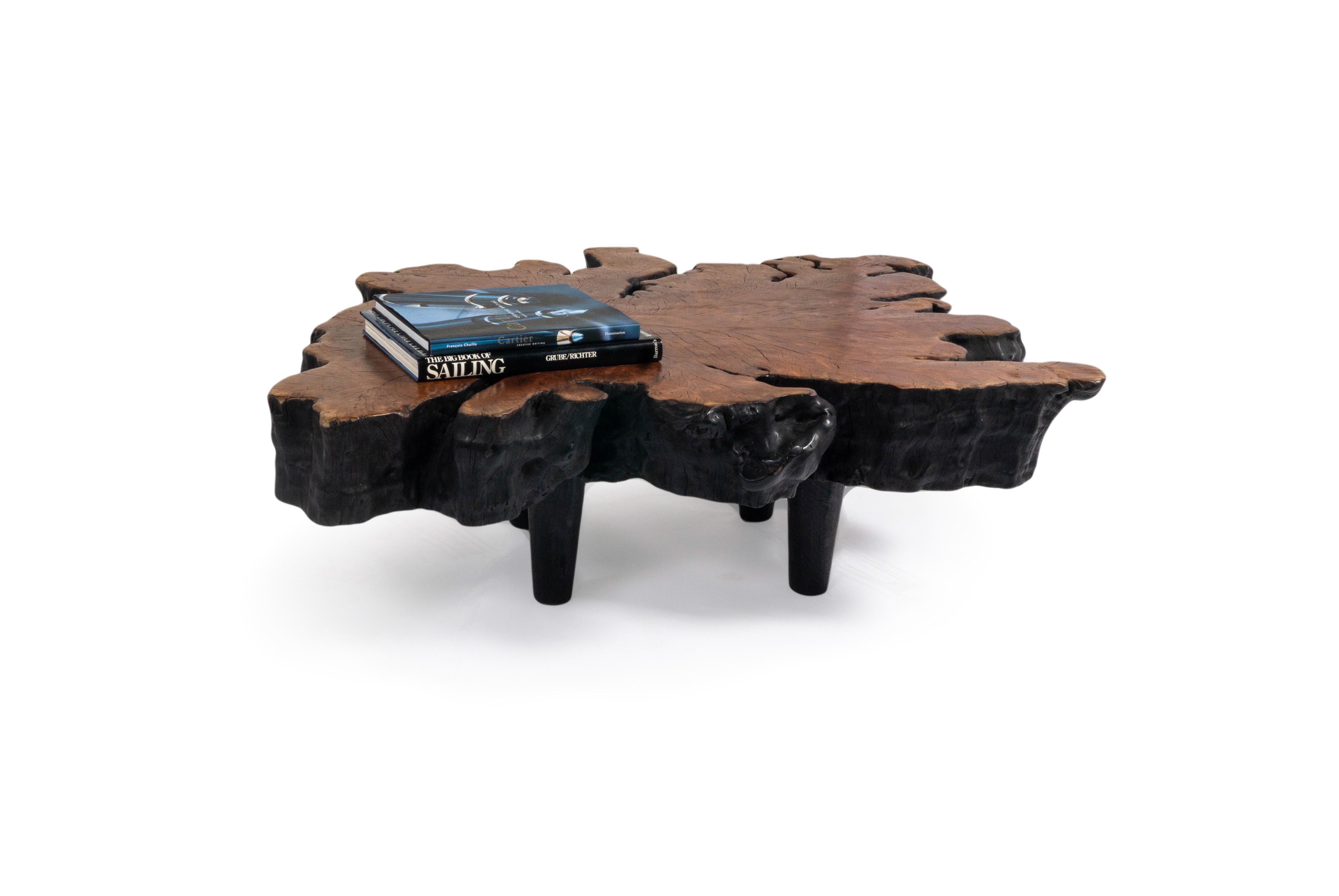 This organic form lychee wood coffee table features a beautiful ebonized exterior and a cinnamon toned top that adds warmth and contrast to any space. 

This piece is a part of Brendan Bass’s one-of-a-kind collection, Le Monde. French for “The