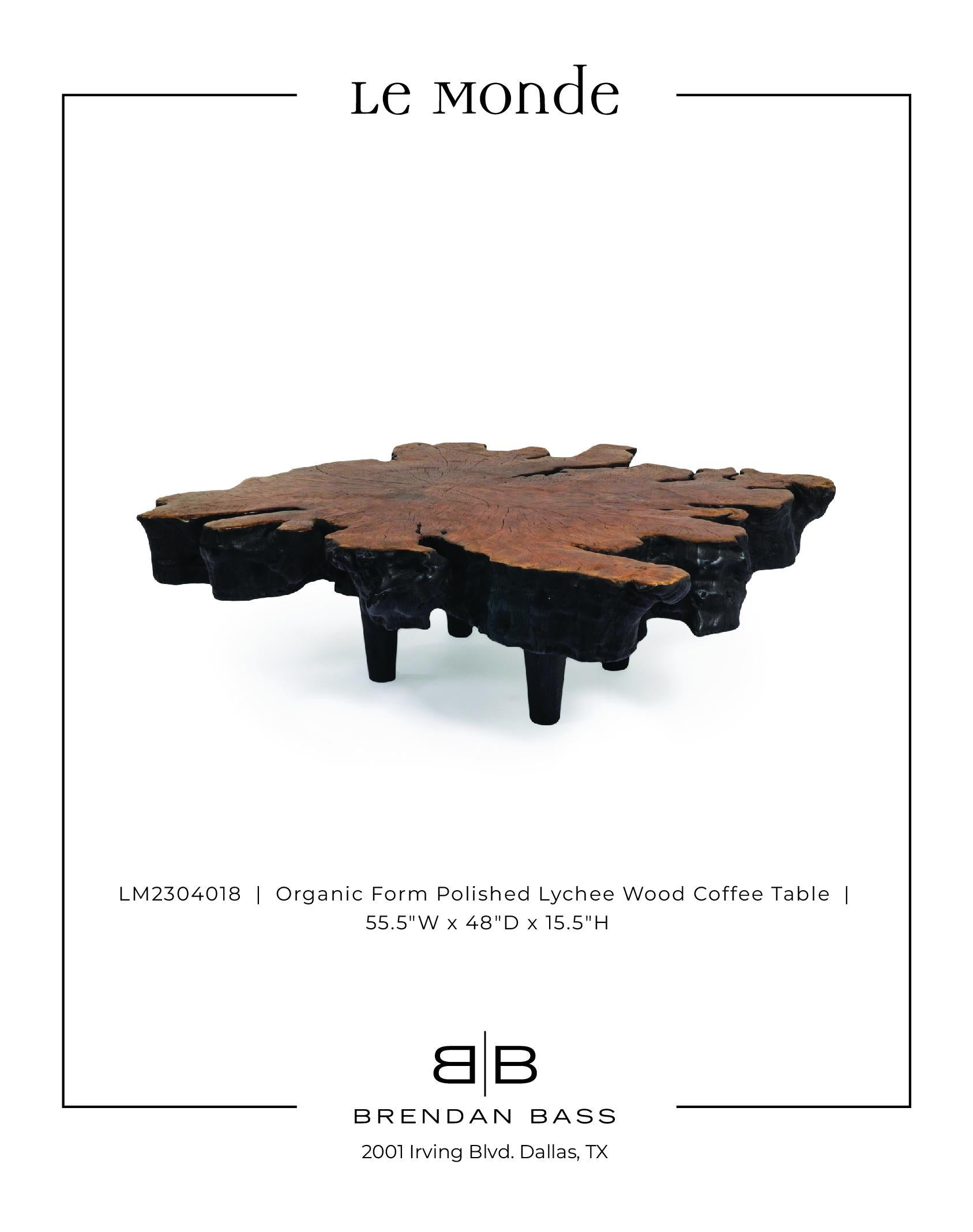 20th Century Organic From Polished Lychee Wood Coffee Table