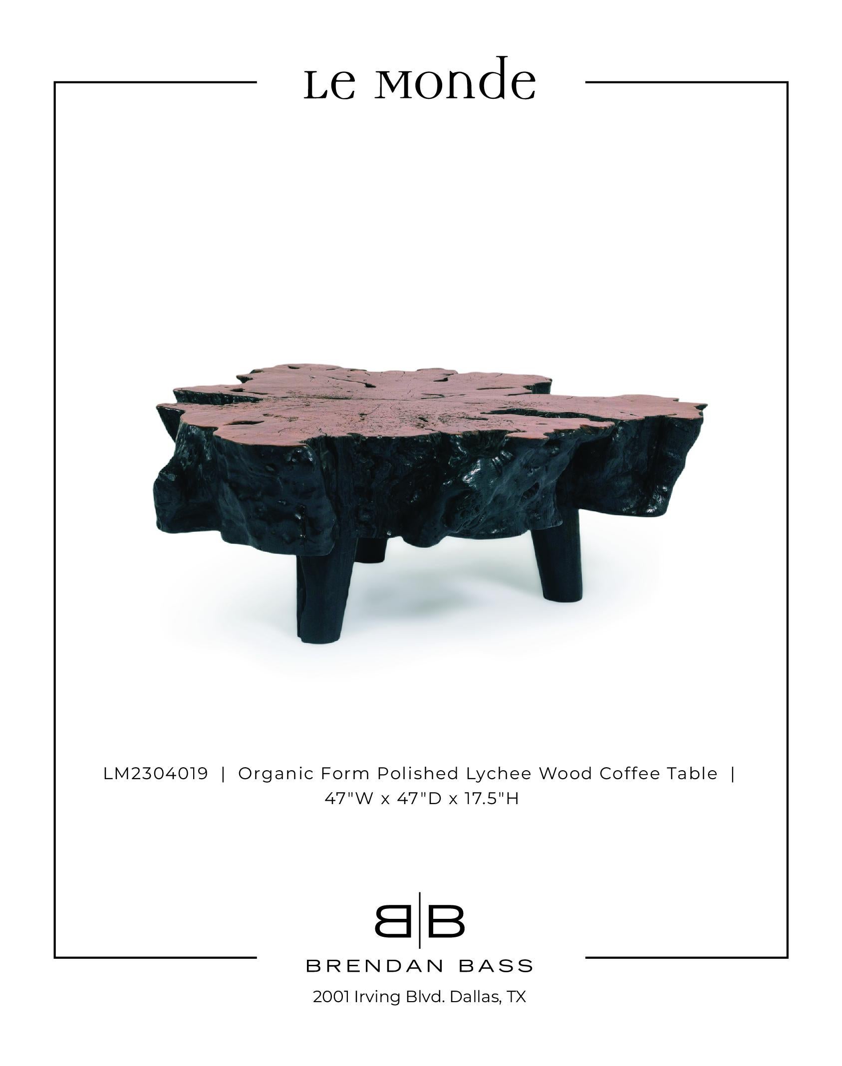20th Century Organic From Polished Lychee Wood Coffee Table
