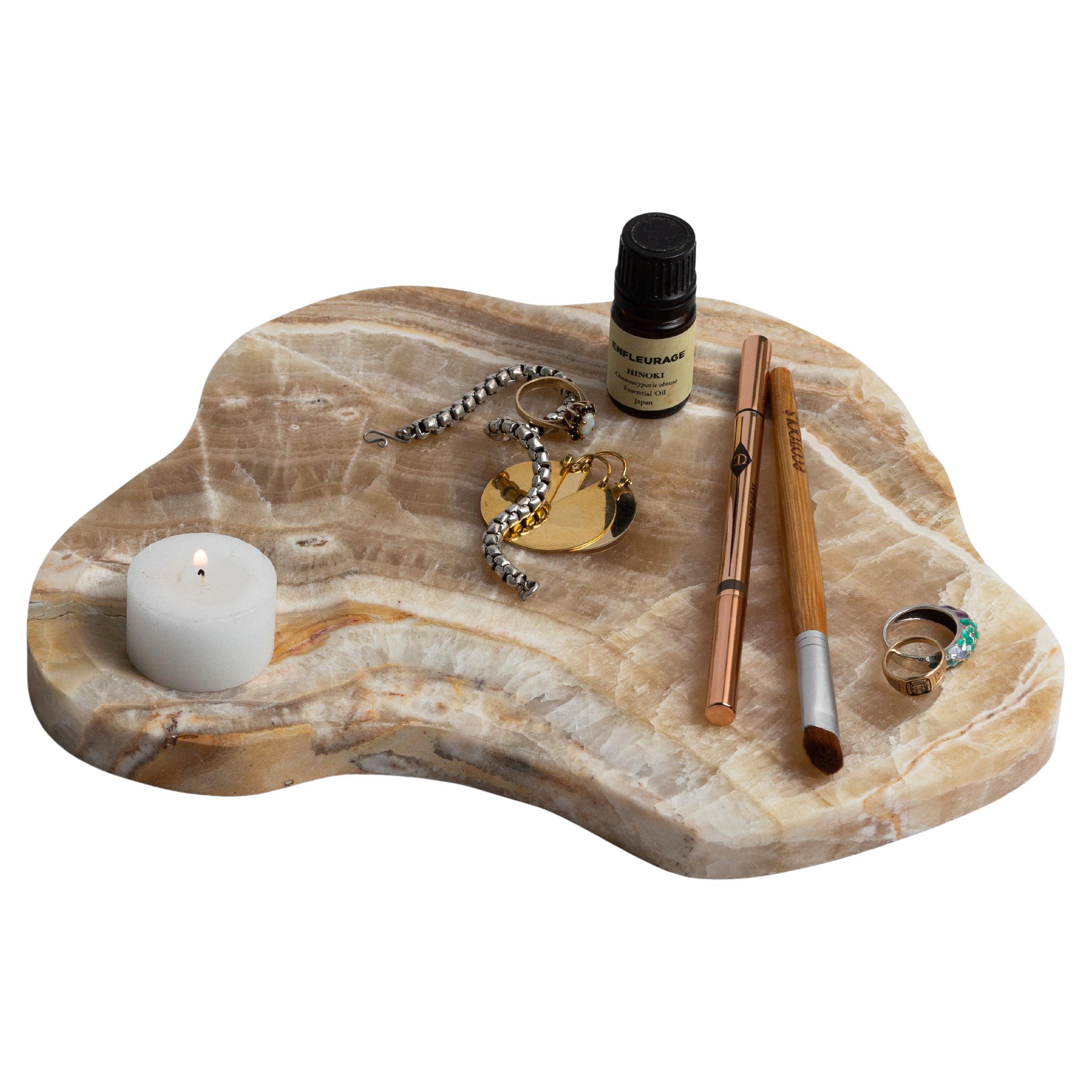 Organic gemstone serving board  & Trivet - 11" creamy