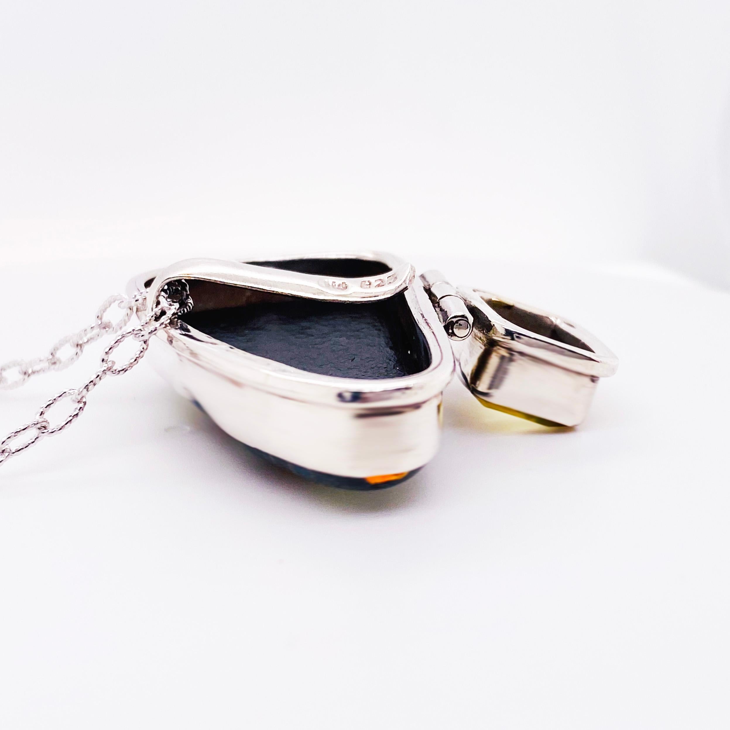 Artisan Organic Gemstone Sterling Silver Custom Necklace, Emerald Cut Citrine, Organic