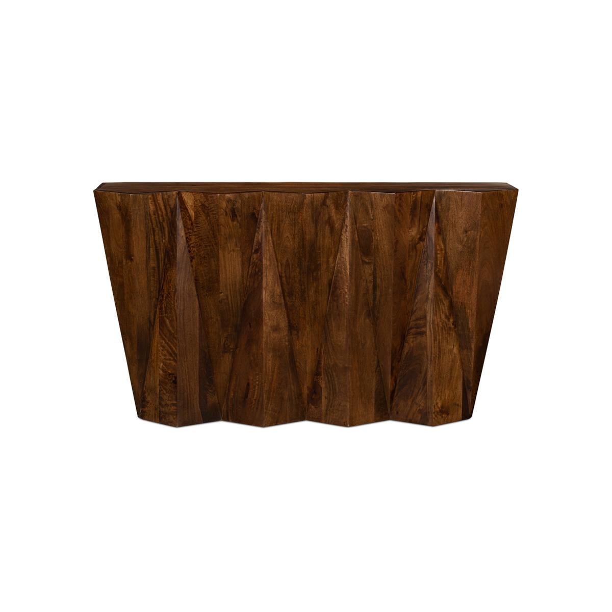 In a natural brown polished finish with intricate 3D geometric design.

Dimensions: 64