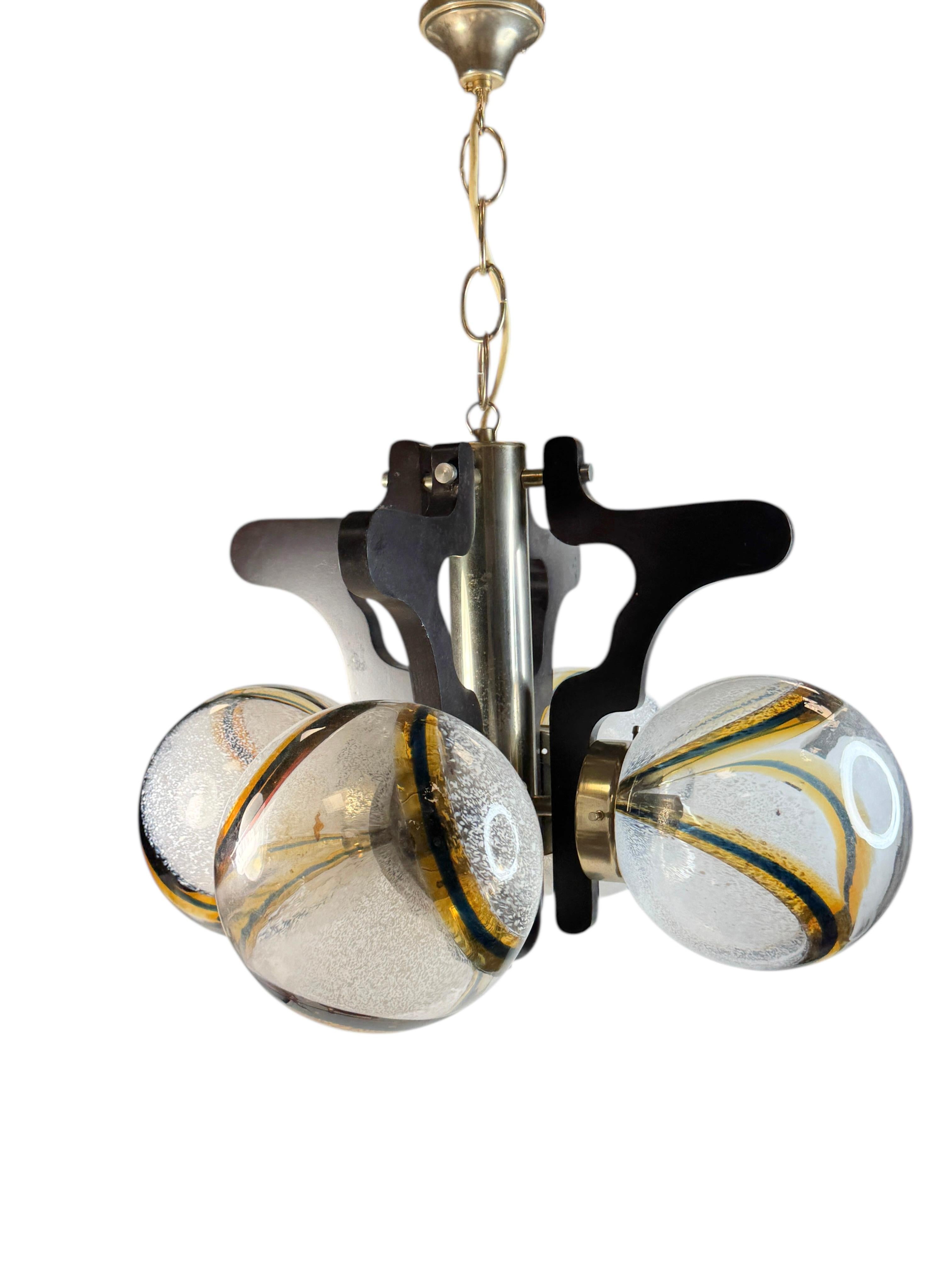 Lámpara de cristal orgánico Ball & Wood de Mazzega Italia, vintage años 60 Moderno de mediados de siglo en venta