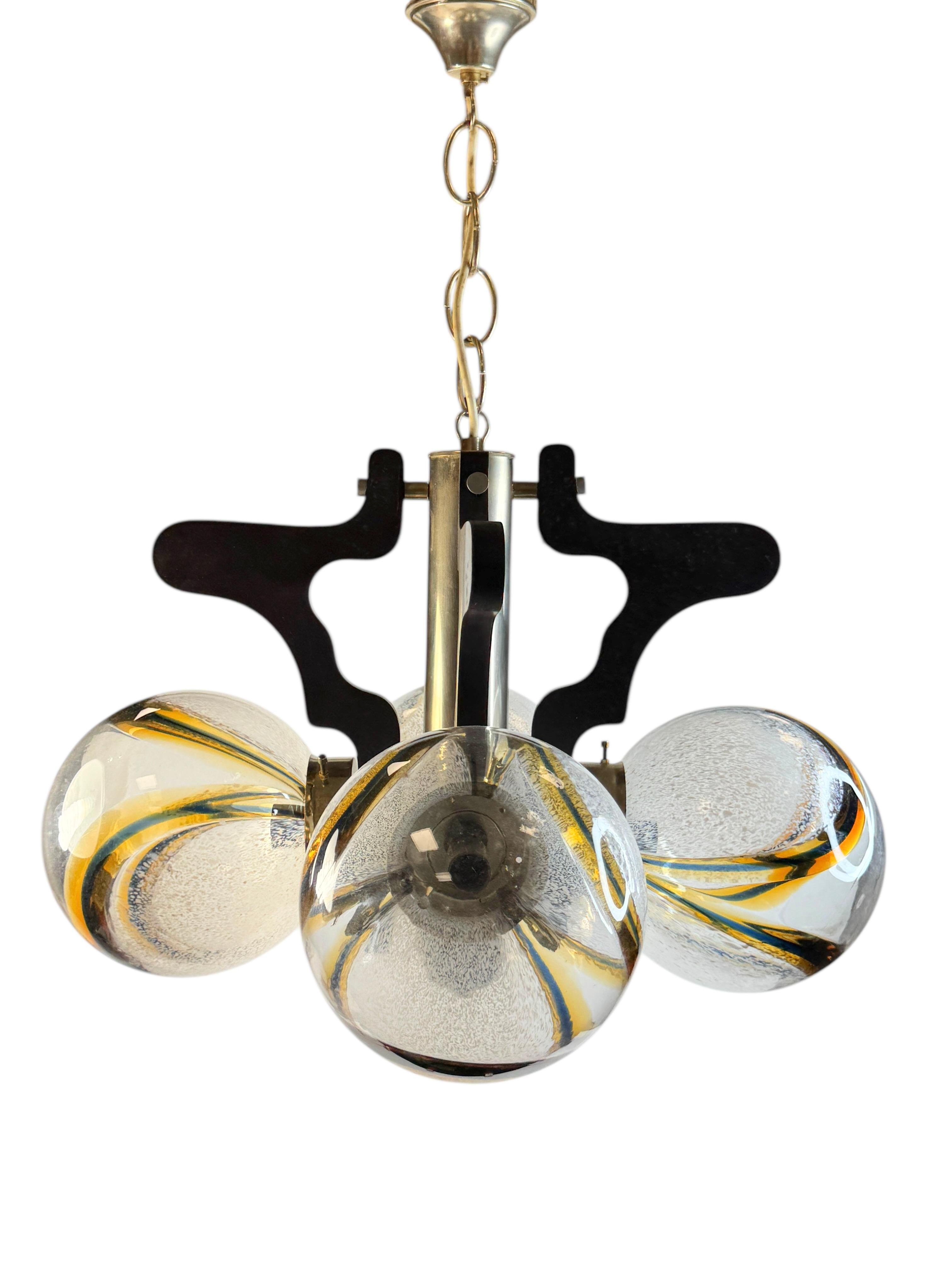 Lámpara de cristal orgánico Ball & Wood de Mazzega Italia, vintage años 60 Italiano en venta