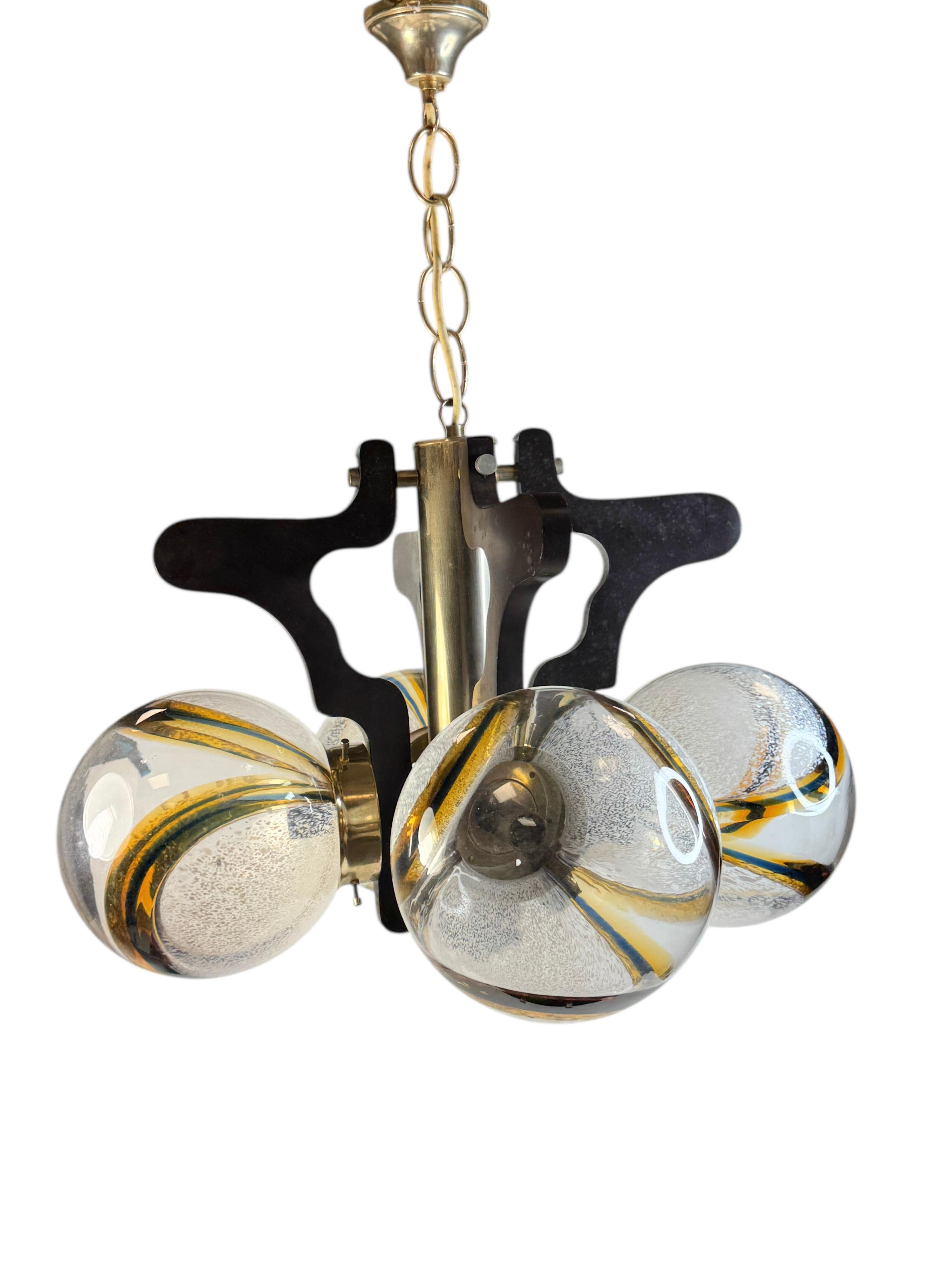 Lámpara de cristal orgánico Ball & Wood de Mazzega Italia, vintage años 60 mediados del siglo XX en venta