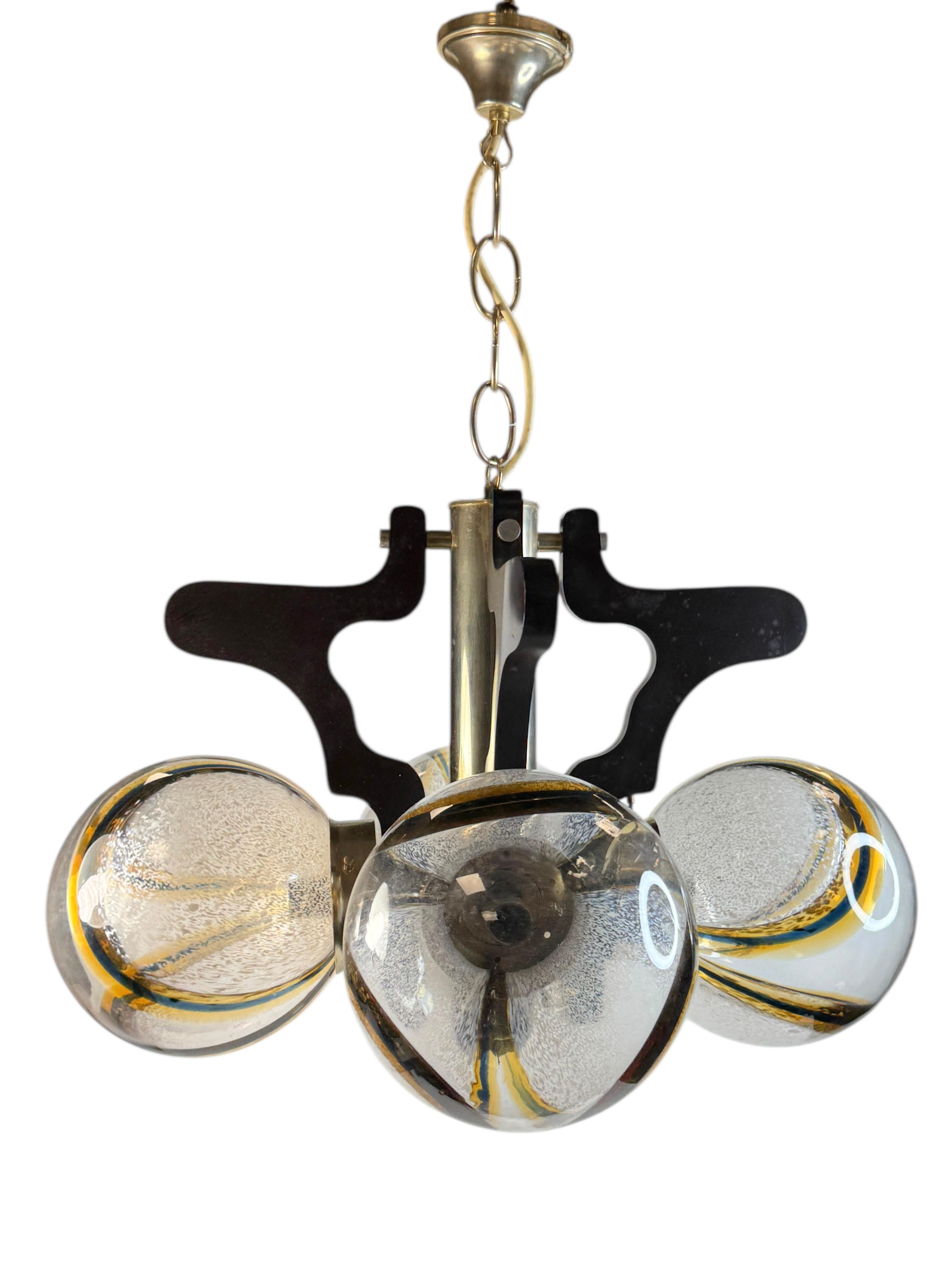 Lámpara de cristal orgánico Ball & Wood de Mazzega Italia, vintage años 60 Metal en venta