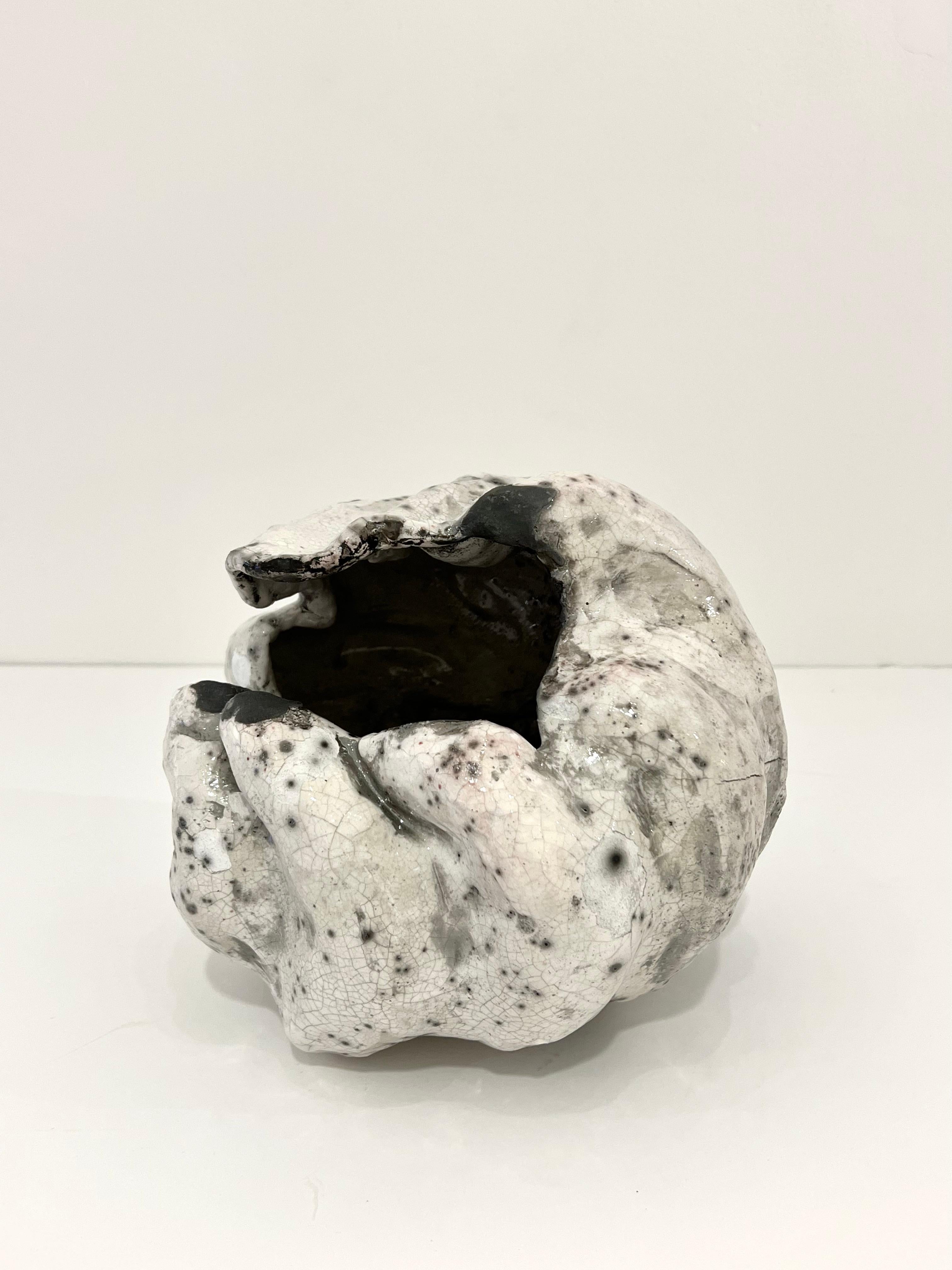 Organic Ceramic Glazed Vessel by contemporary Danish ceramicist Henrik Folsgaard. His work is reminiscent of American ceramic artist George Ohr whose work was considered an early example of abstract expressionist ceramics.