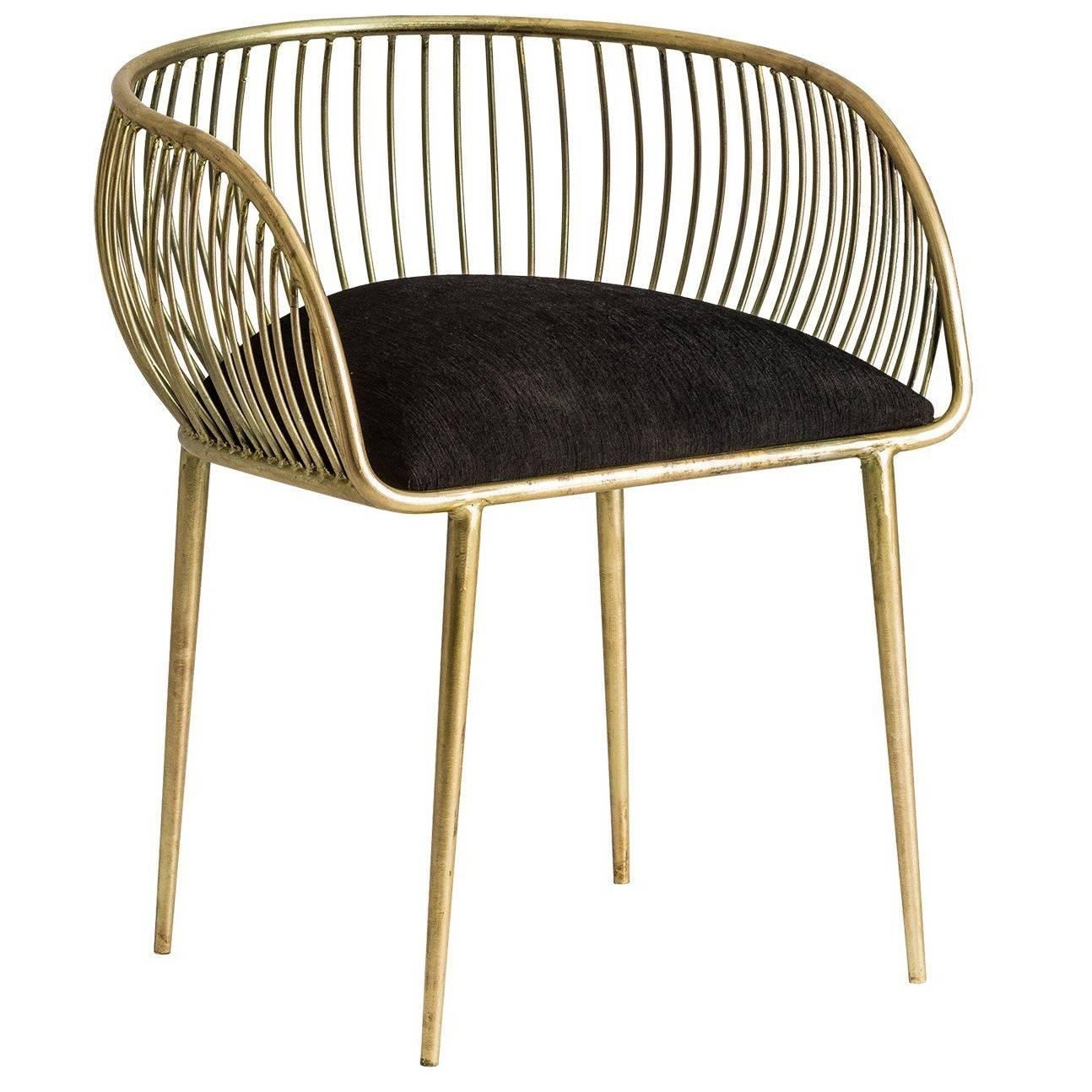 Organic Gold and Black Fabric Armchair