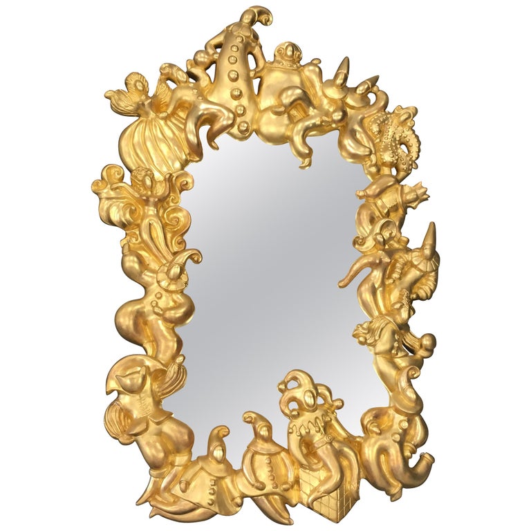 Organic Golden Wall Mirror Stories and Legends Festival around the Frame For Sale