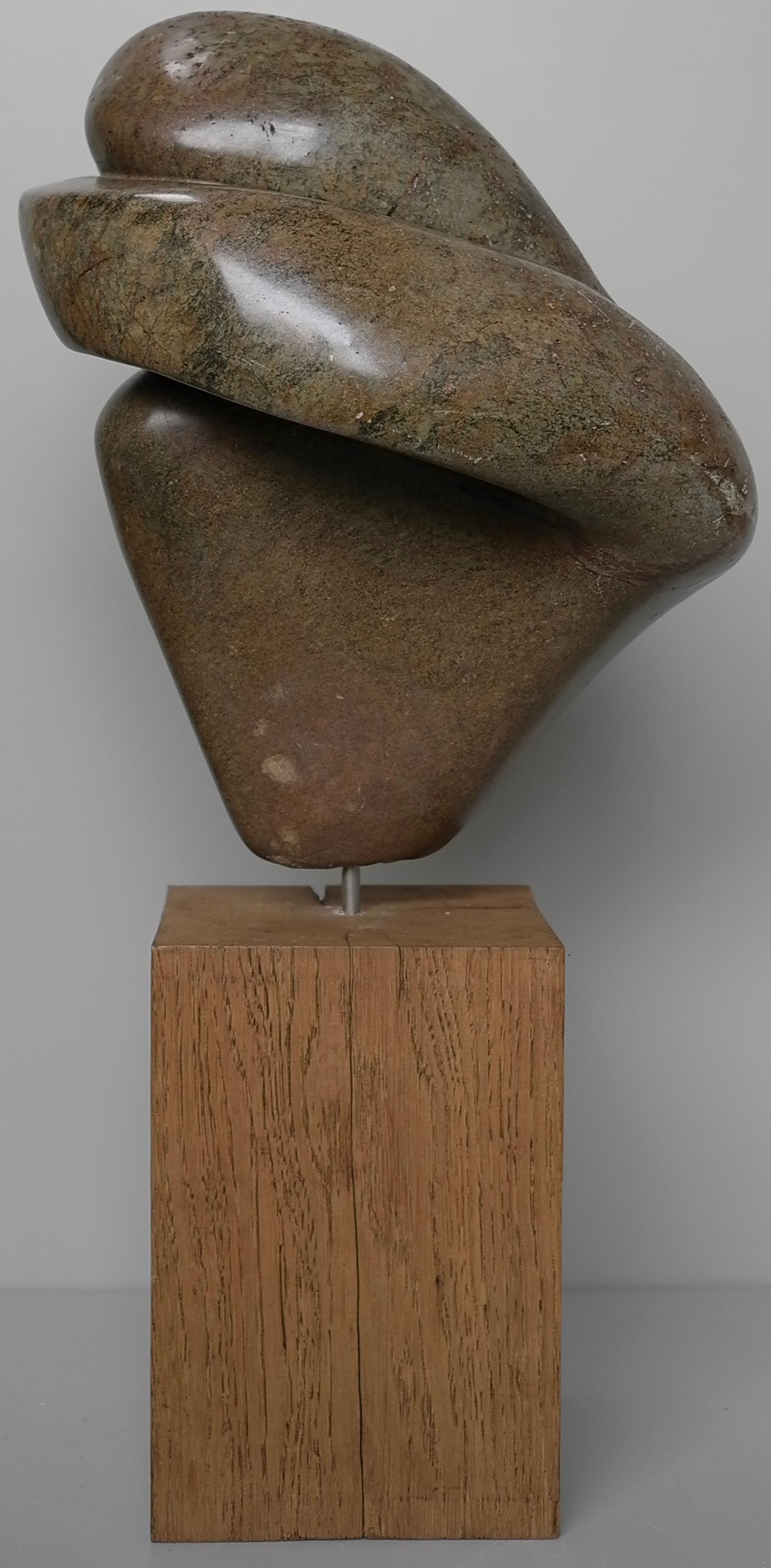 Organic Green and Brown Steatite Stone Abstract Sculpture, The Netherlands 1970 In Good Condition In Den Haag, NL