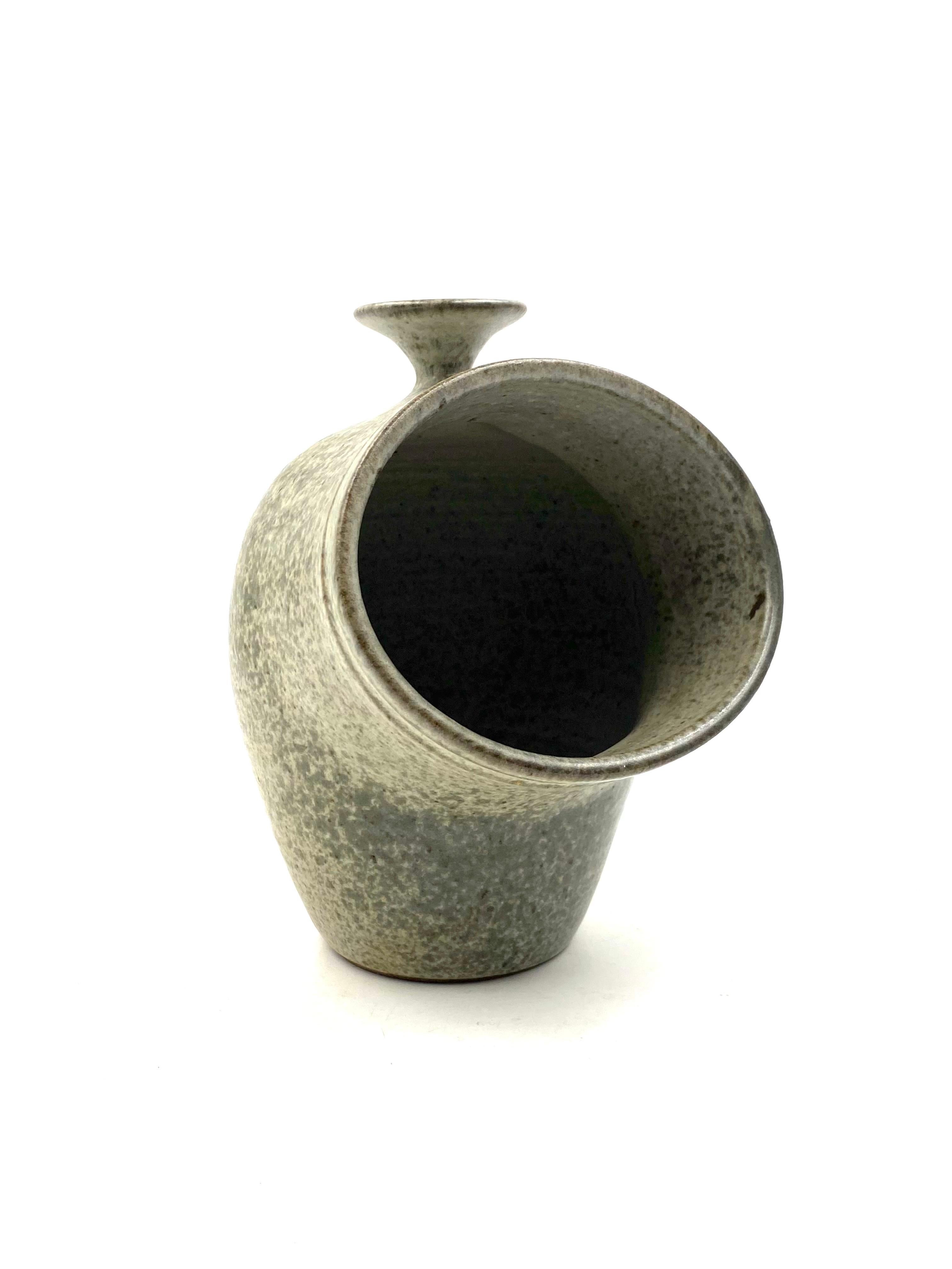 Organic Green Ceramic Vase, France 1960s For Sale 5