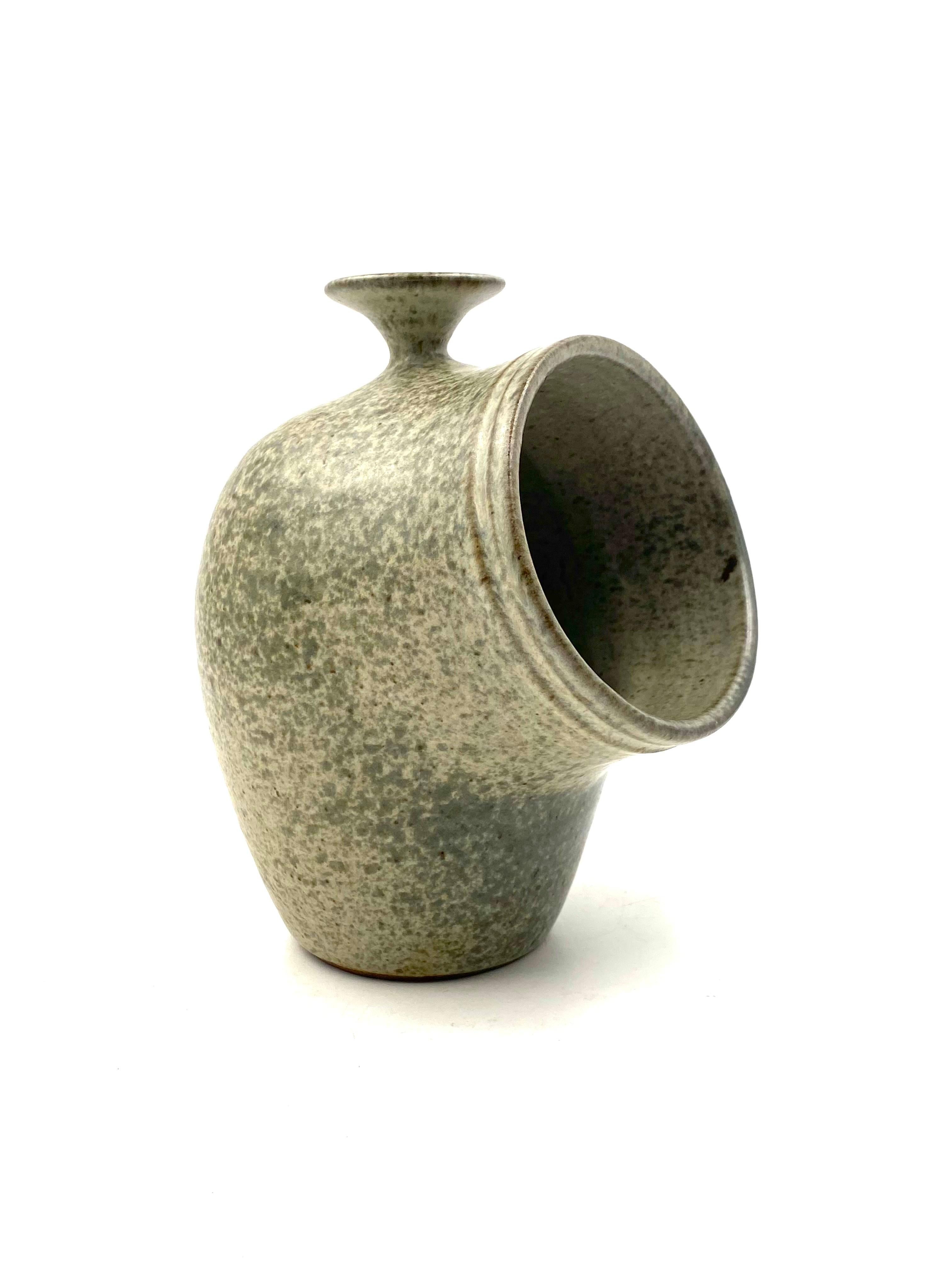 Organic Green Ceramic Vase, France 1960s For Sale 6