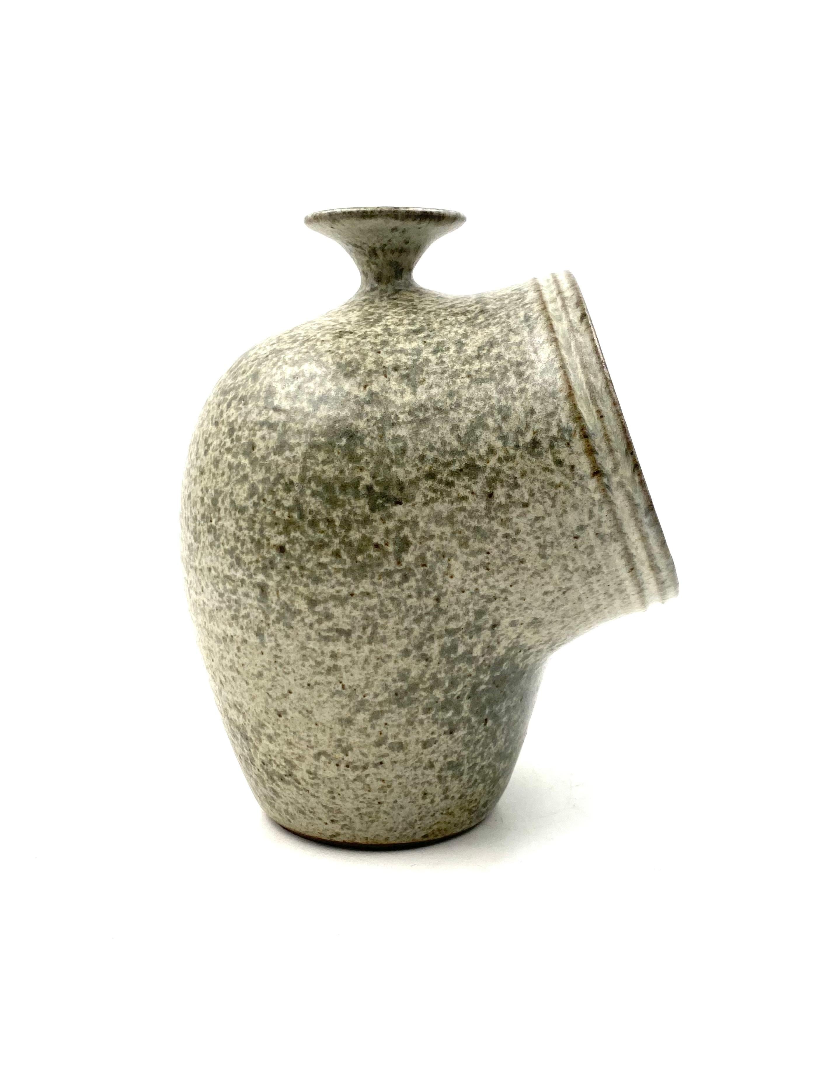 Organic Green Ceramic Vase, France 1960s For Sale 7