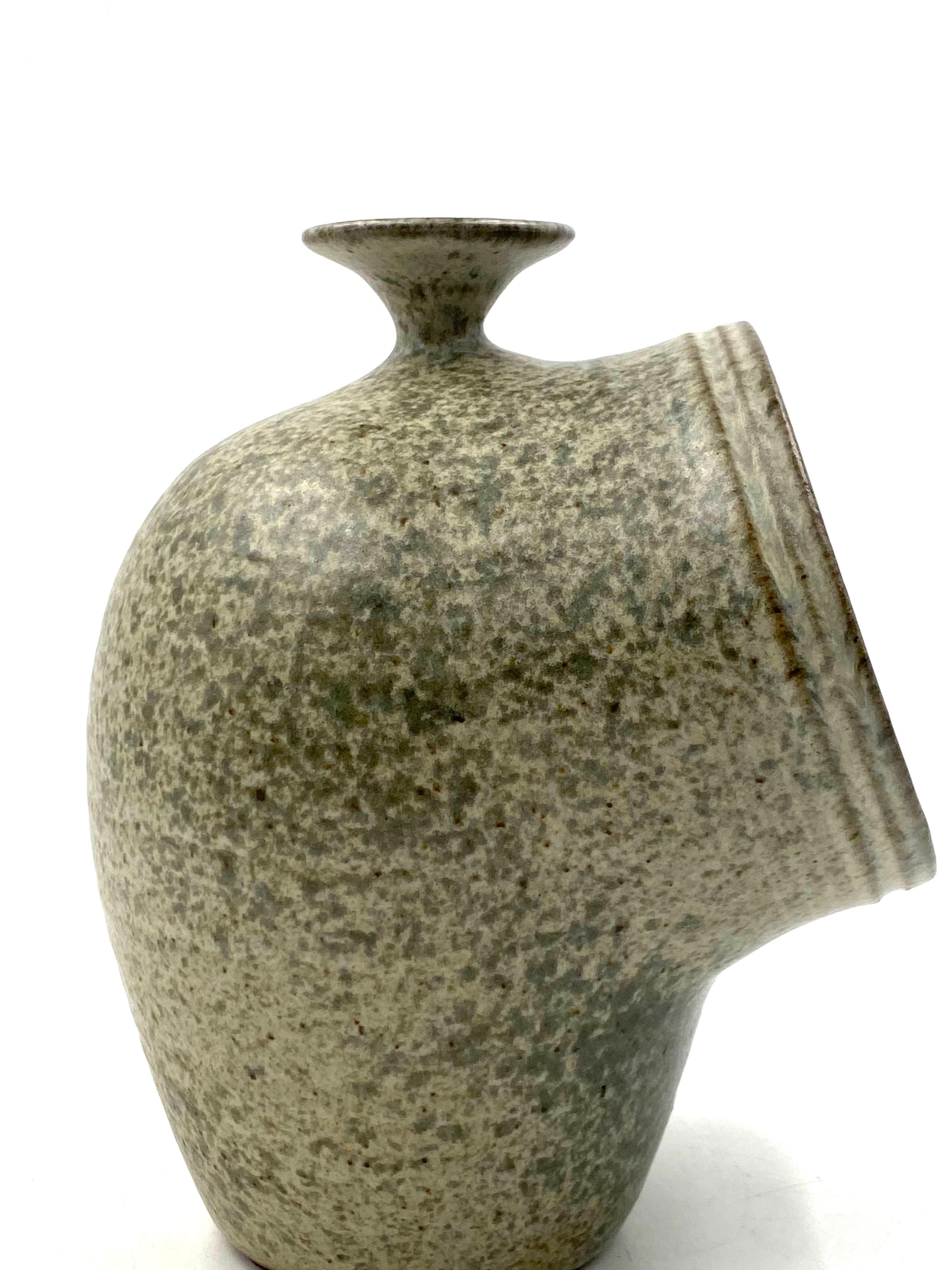 Organic Green Ceramic Vase, France 1960s For Sale 8