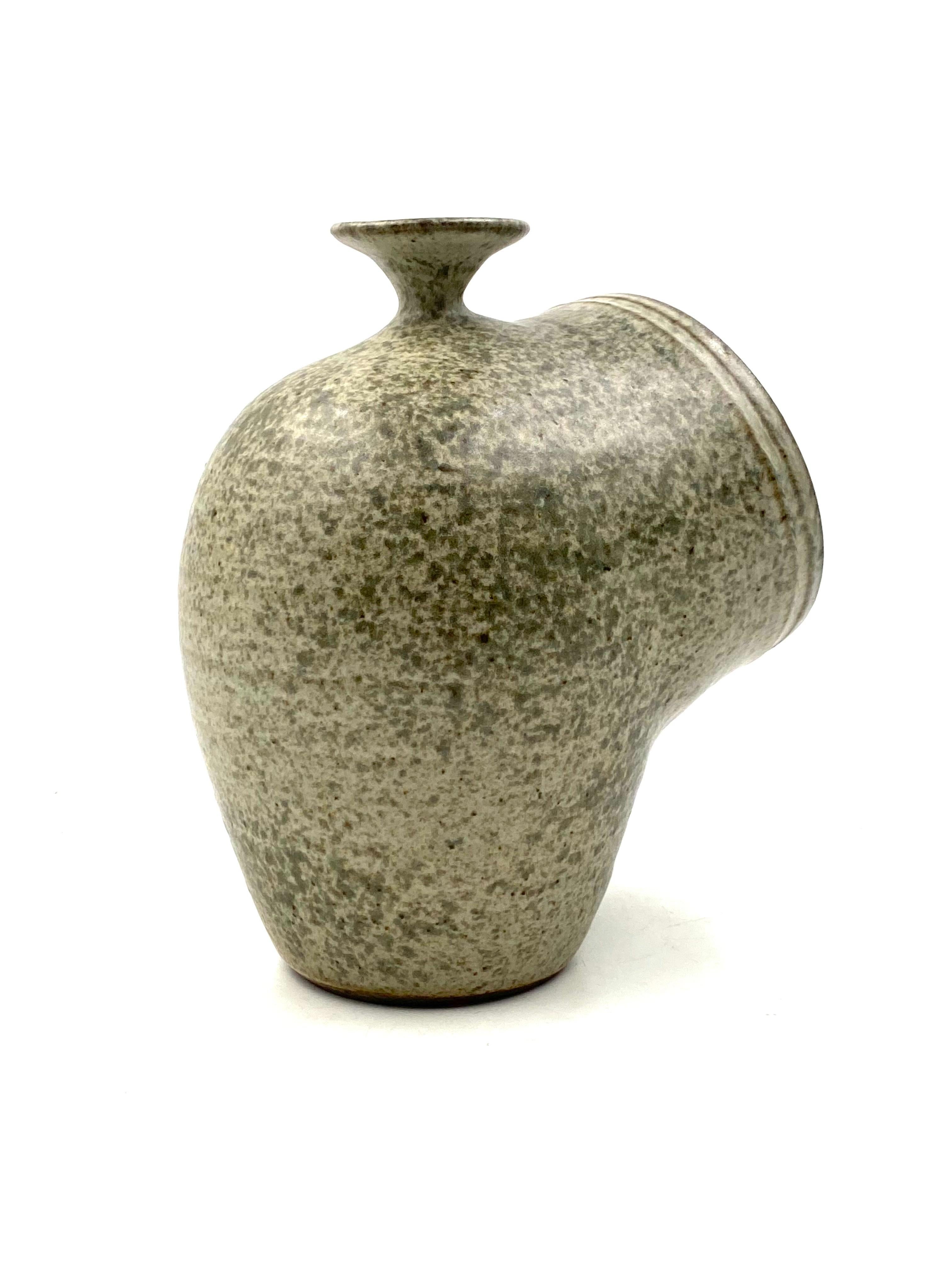 Organic Green Ceramic Vase, France 1960s For Sale 9