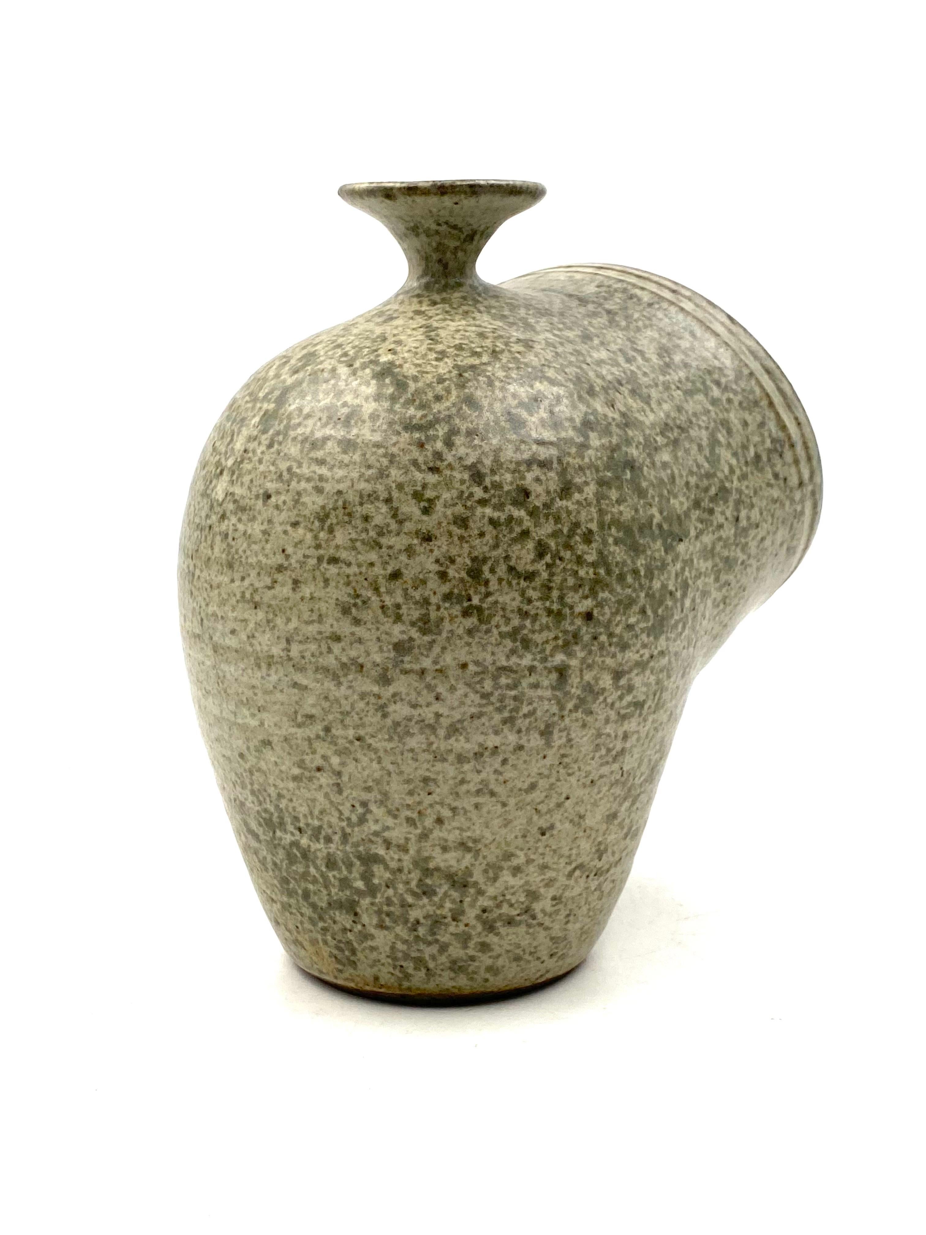 Organic Green Ceramic Vase, France 1960s For Sale 10