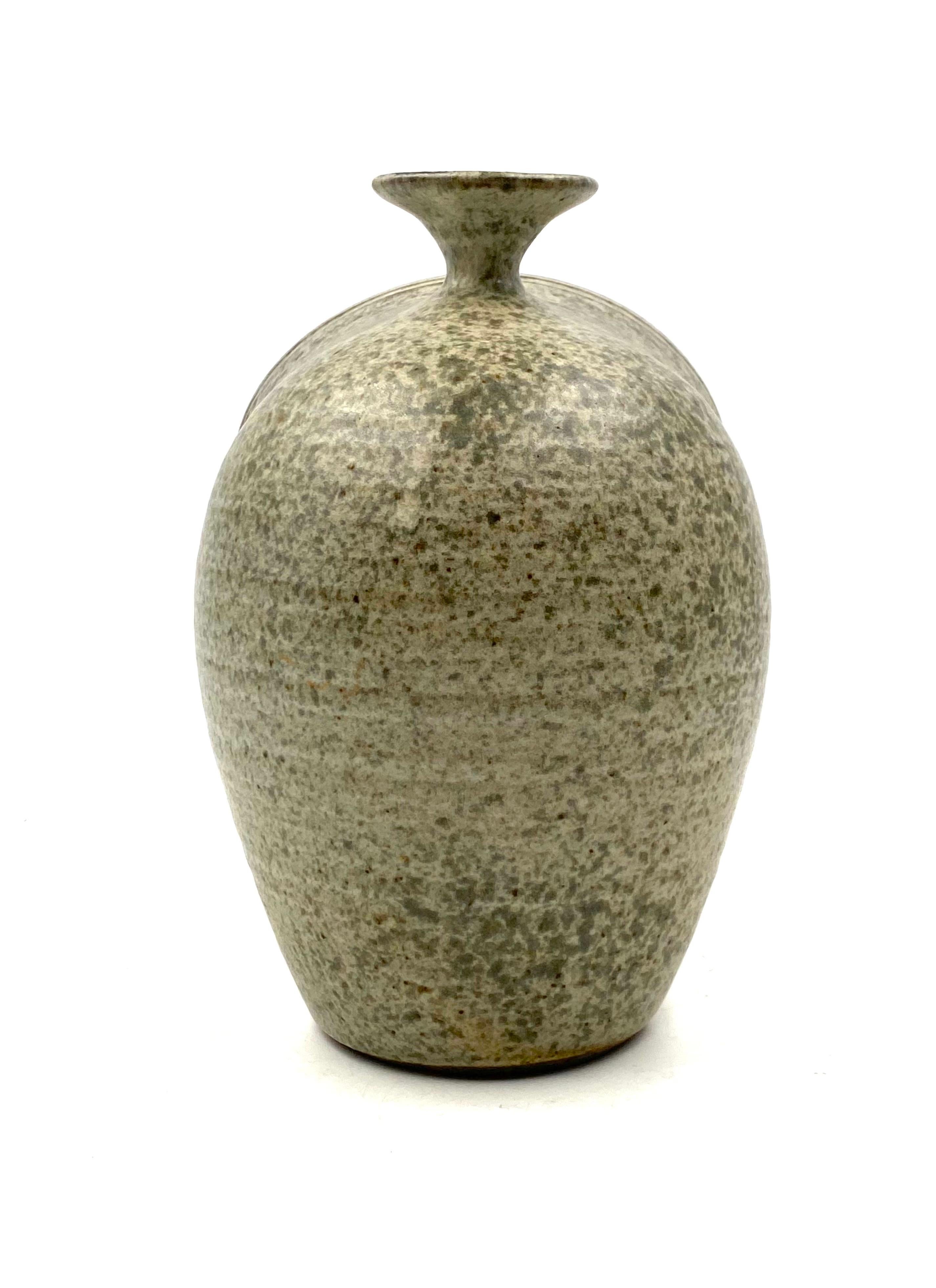 Organic Green Ceramic Vase, France 1960s For Sale 11