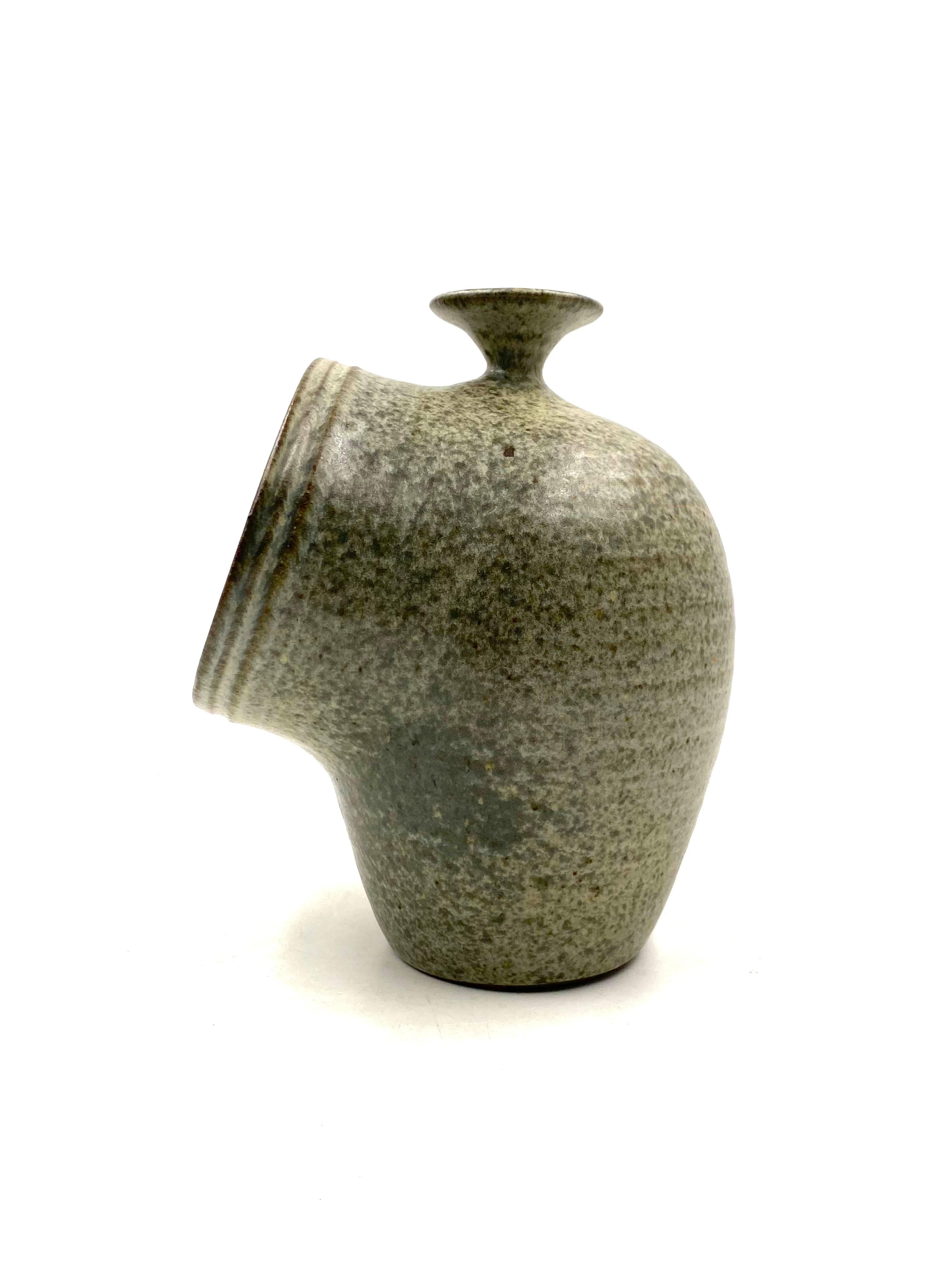 Organic Green Ceramic Vase, France 1960s For Sale 1
