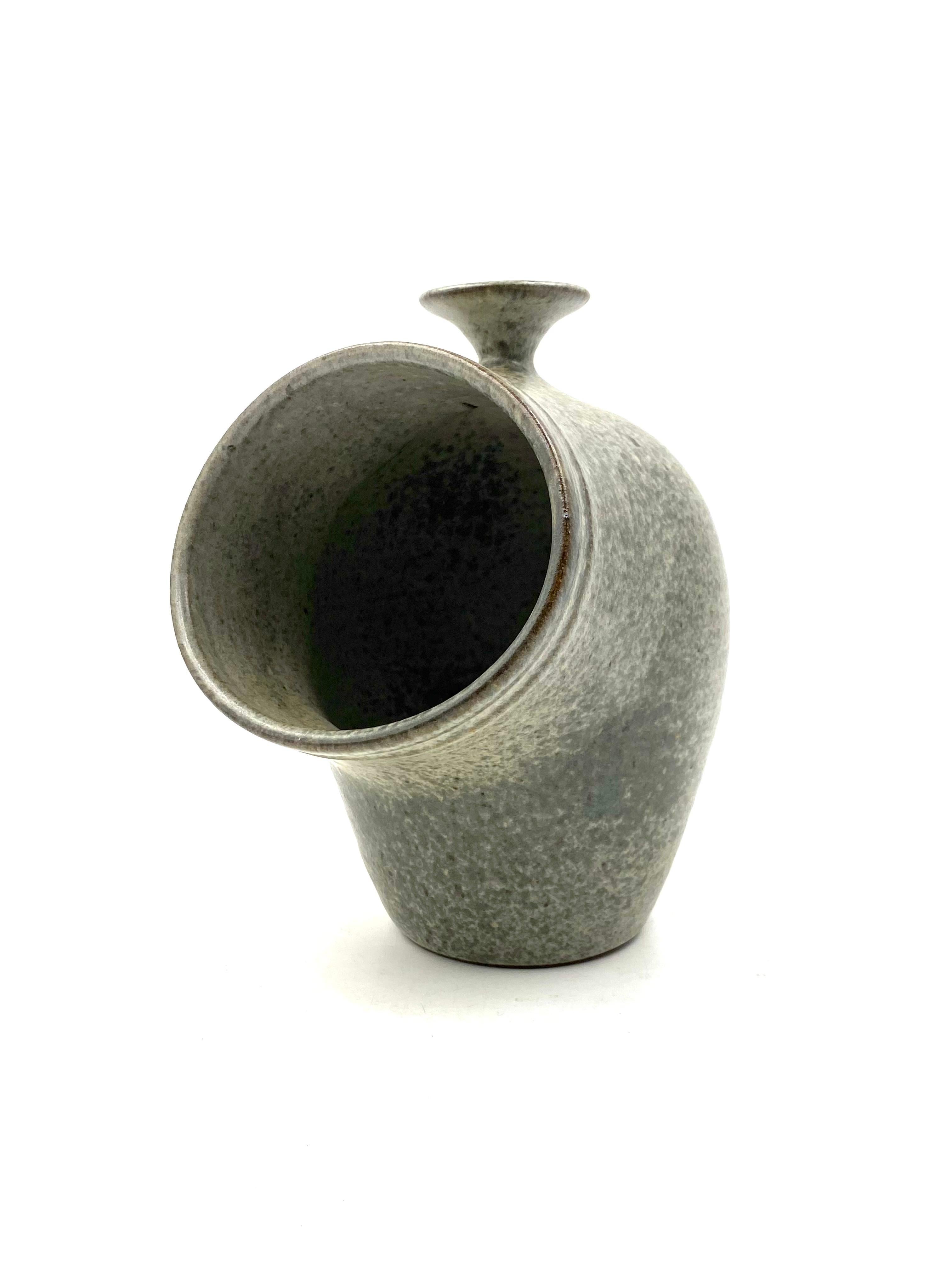 Organic Green Ceramic Vase, France 1960s For Sale 3