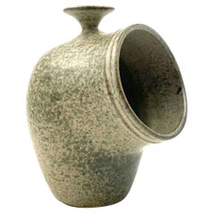 Organic Green Ceramic Vase, France 1960s