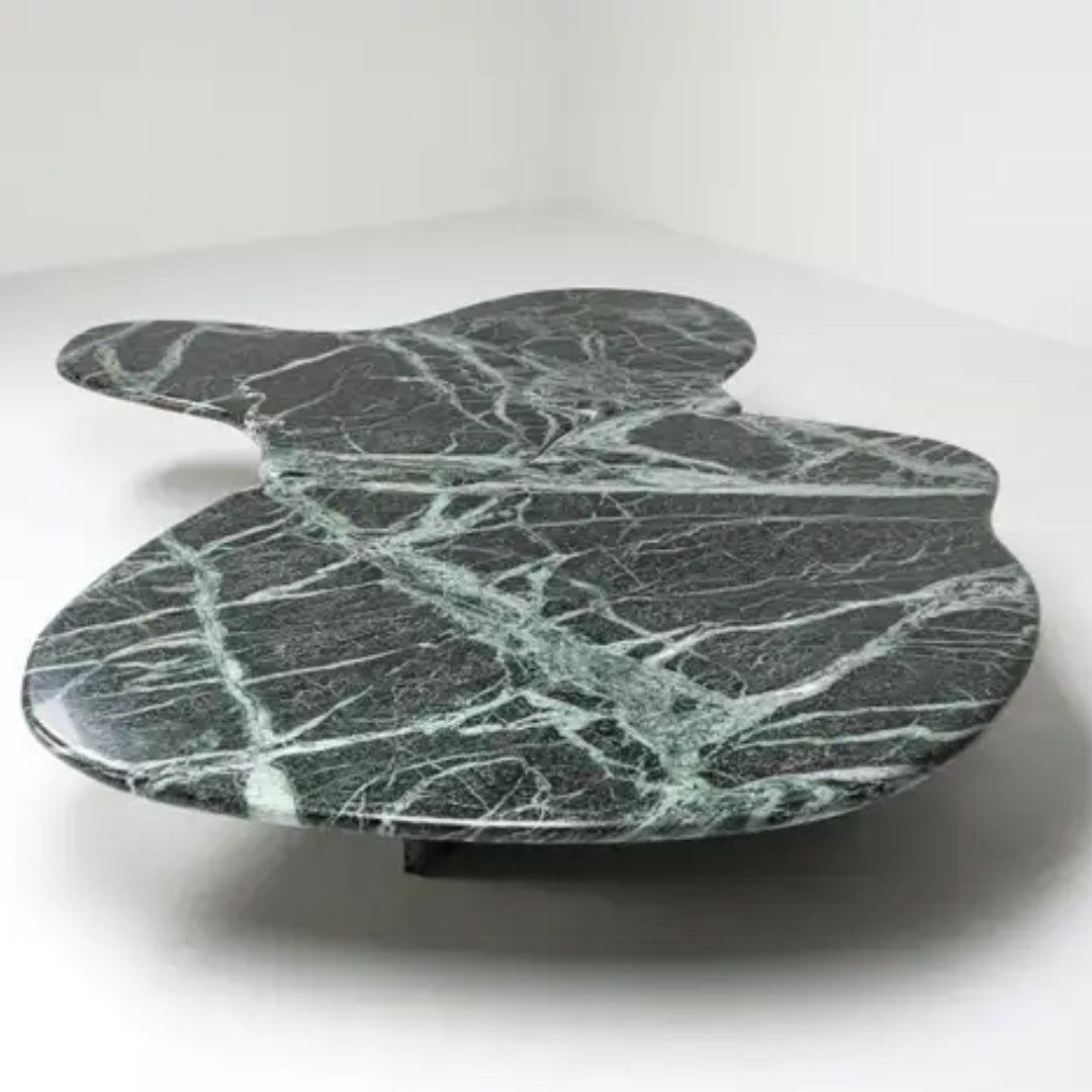 Hand-Crafted ORGANIC GREEN MARBLE COFFEE TABLES - Set of two For Sale
