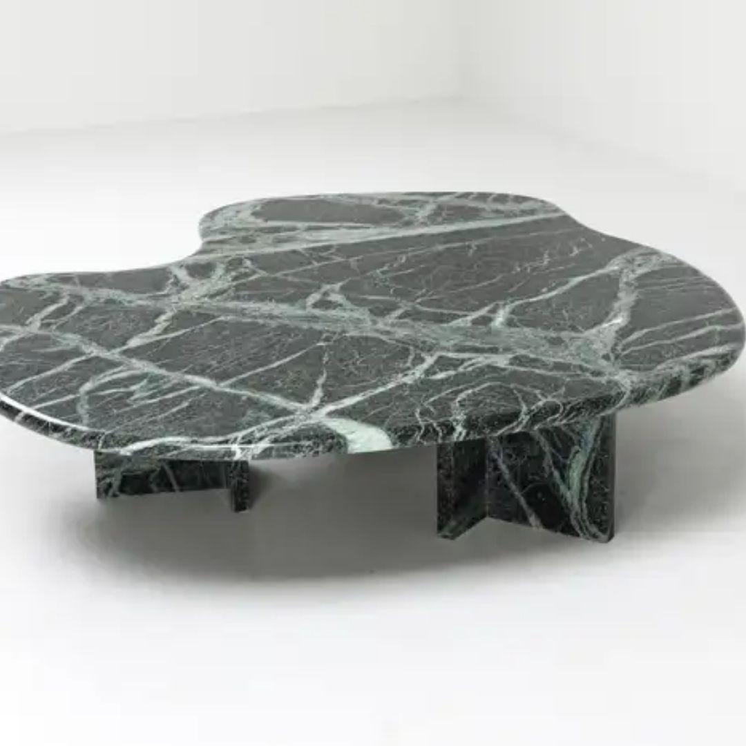 Contemporary ORGANIC GREEN MARBLE COFFEE TABLES - Set of two For Sale