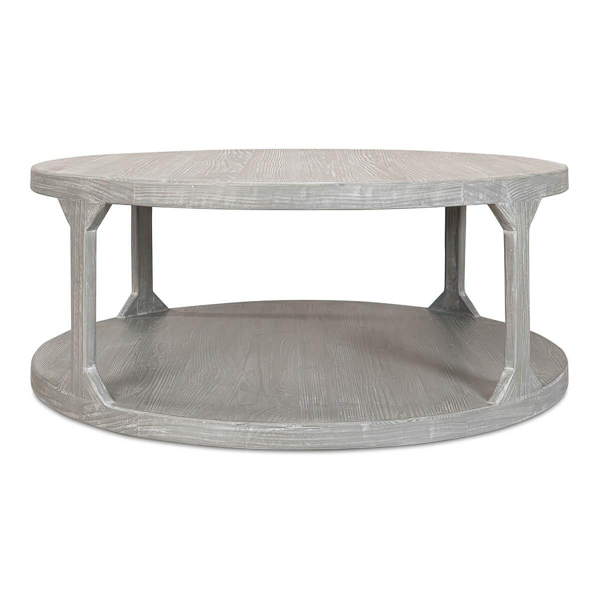 Asian Organic Grey Round Coffee Table For Sale