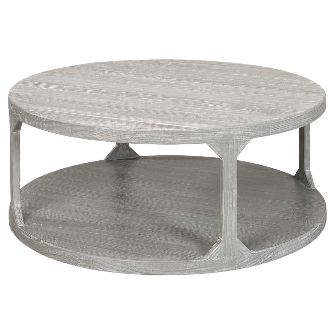 Organic Grey Round Coffee Table For Sale