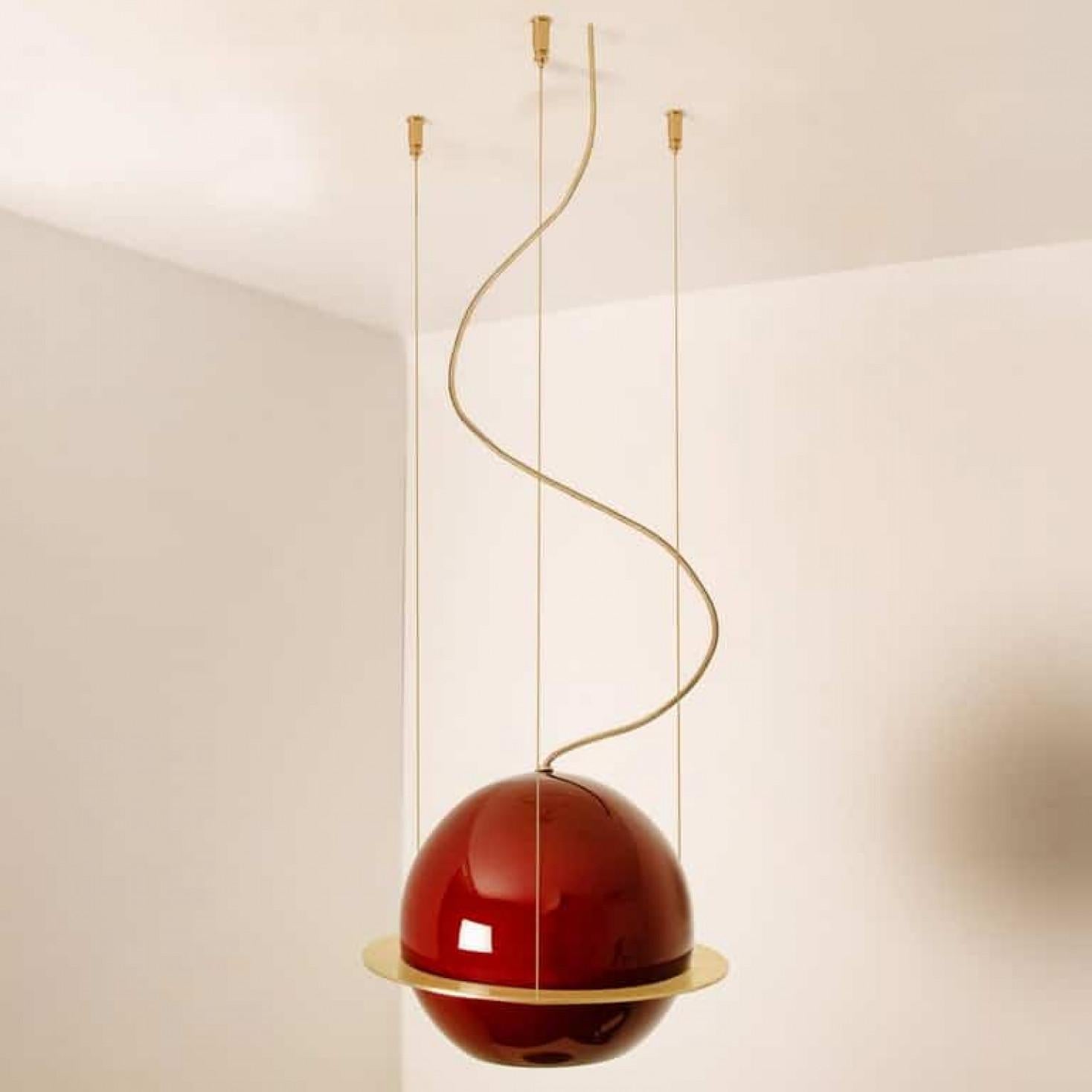 Organic Hand Blown 3-Glass Boules Eye Light Fixture For Sale 2