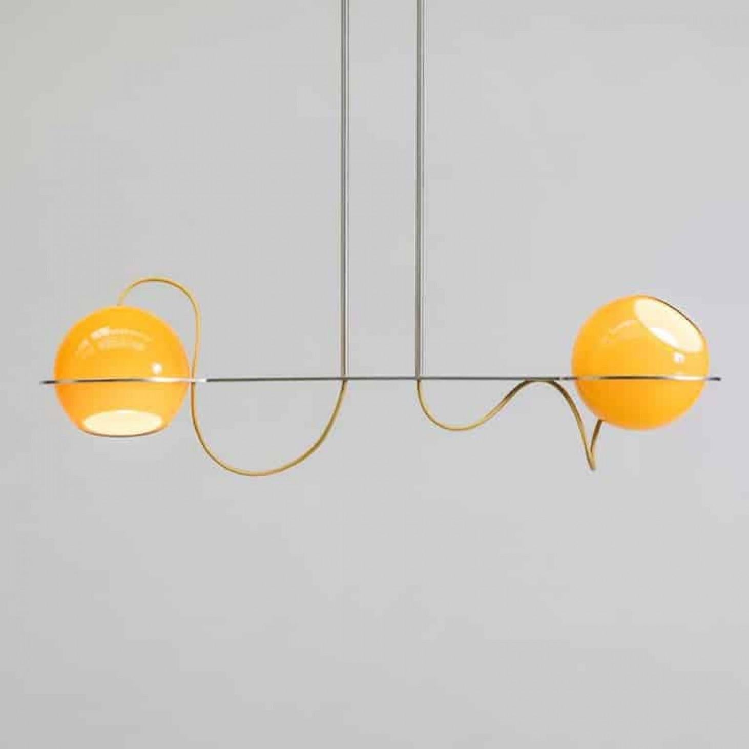 Organic Hand Blown 3-Glass Boules Eye Light Fixture For Sale 1