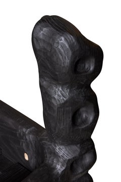 Organic Hand Carved and Ebonized Ash Bed Frame by Casey McCafferty