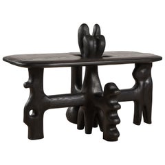 Organic Hand Carved and Ebonized Ash Coffee Table by Casey McCafferty