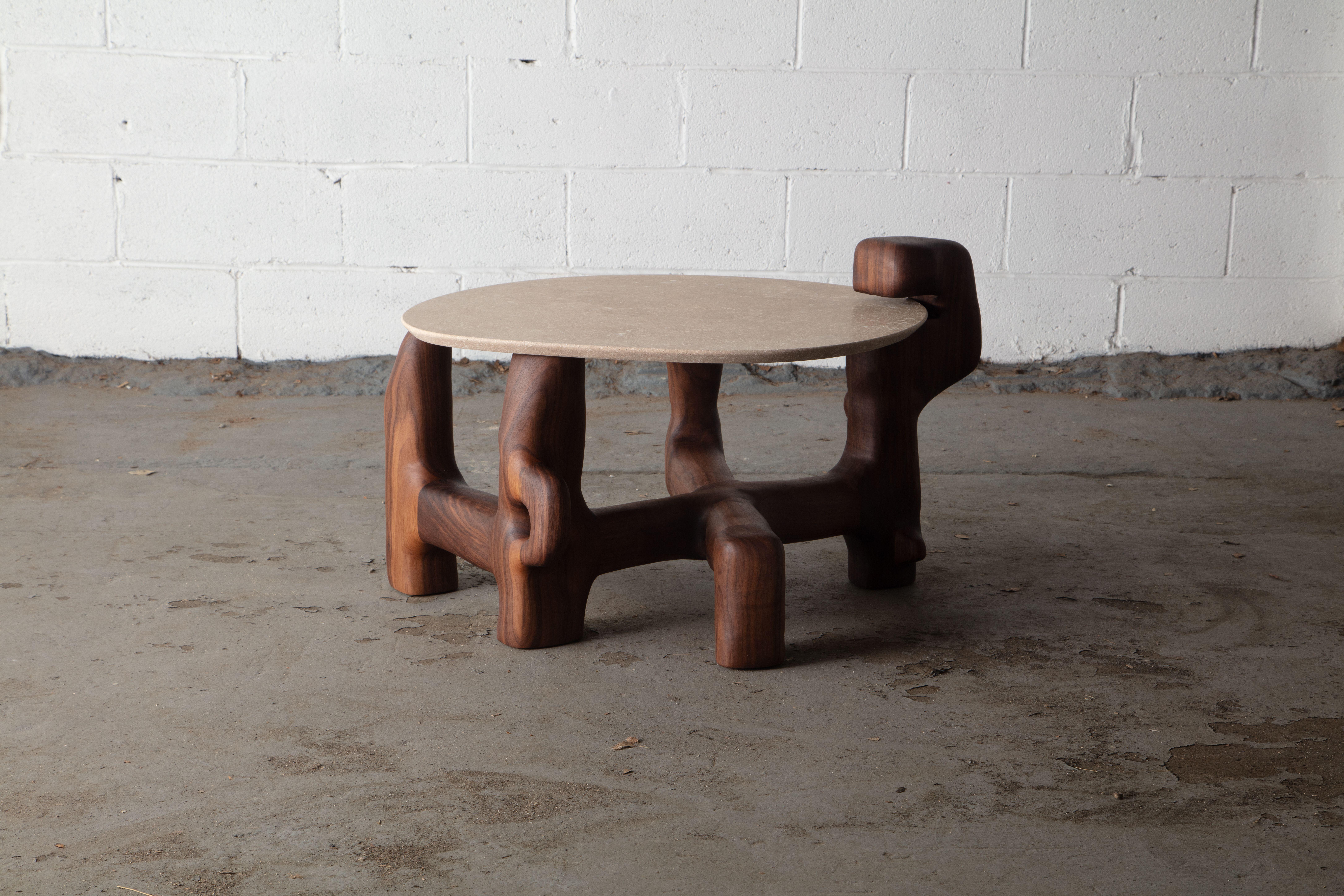 Other Organic Hand Carved and Oiled Walnut Side Table by Casey McCafferty For Sale