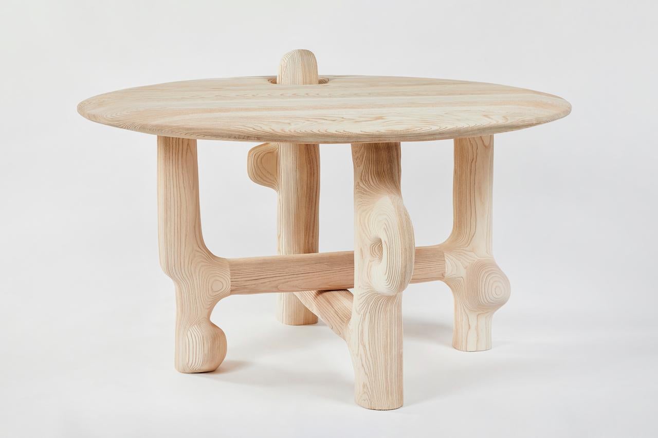 American Organic Hand Carved and Textured Ash Dining Table by Casey McCafferty For Sale