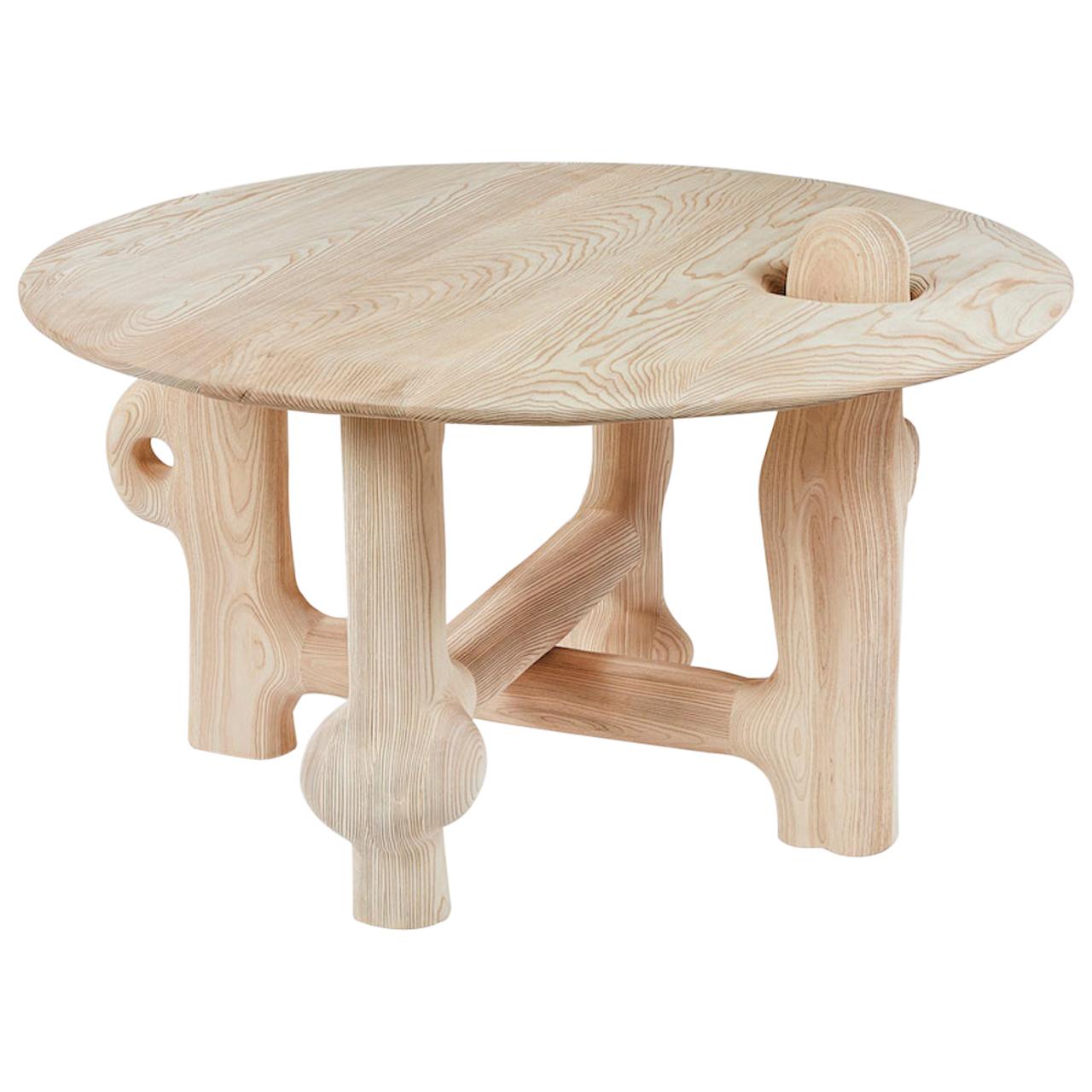Organic Hand Carved and Textured Ash Dining Table by Casey McCafferty