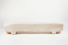 Organic Hand Carved and White Washed Cedar Bench by Casey McCafferty