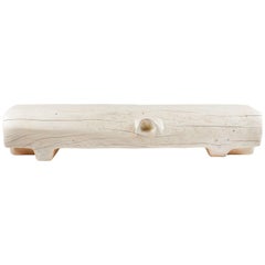 Organic Hand Carved and White Washed Cedar Bench by Casey McCafferty