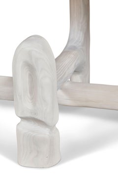 Organic Hand Carved and White Washed Dining Coffee Table by Casey McCafferty