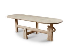 Organic Hand Carved and White Washed Dining Table by Casey McCafferty