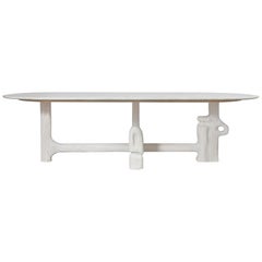 Organic Hand Carved and White Washed Dining Coffee Table by Casey McCafferty